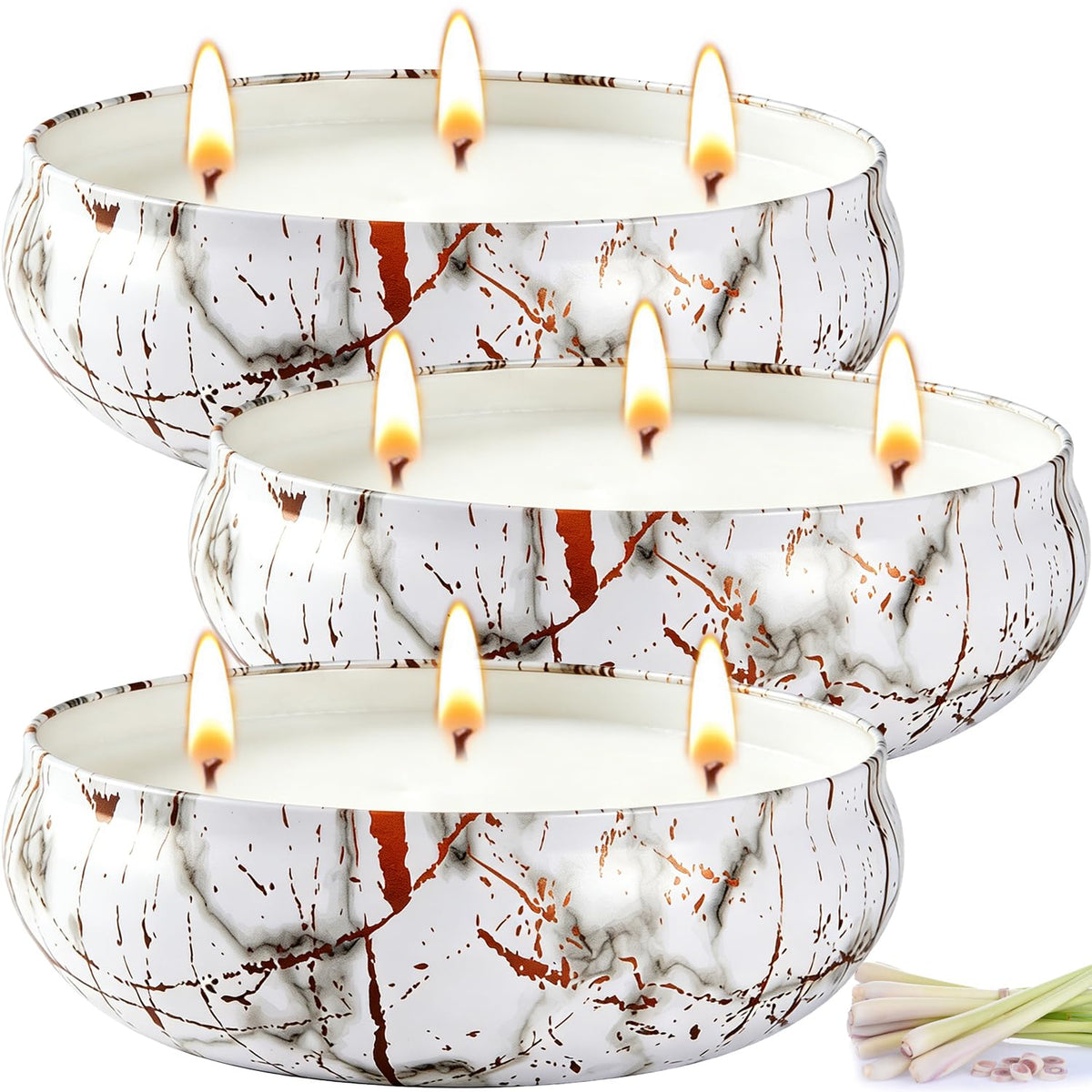 Citronella Candles Outdoor 12oz 3-pack tin packaging with lid