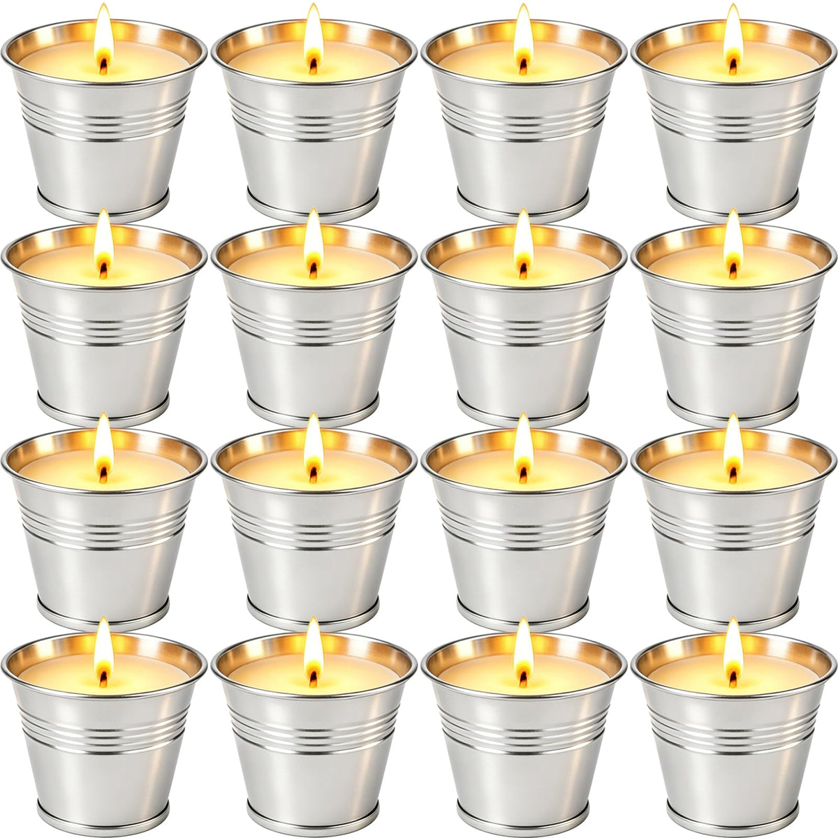 Citronella Candles Outdoor 16 Pack 2 oz tin on patio