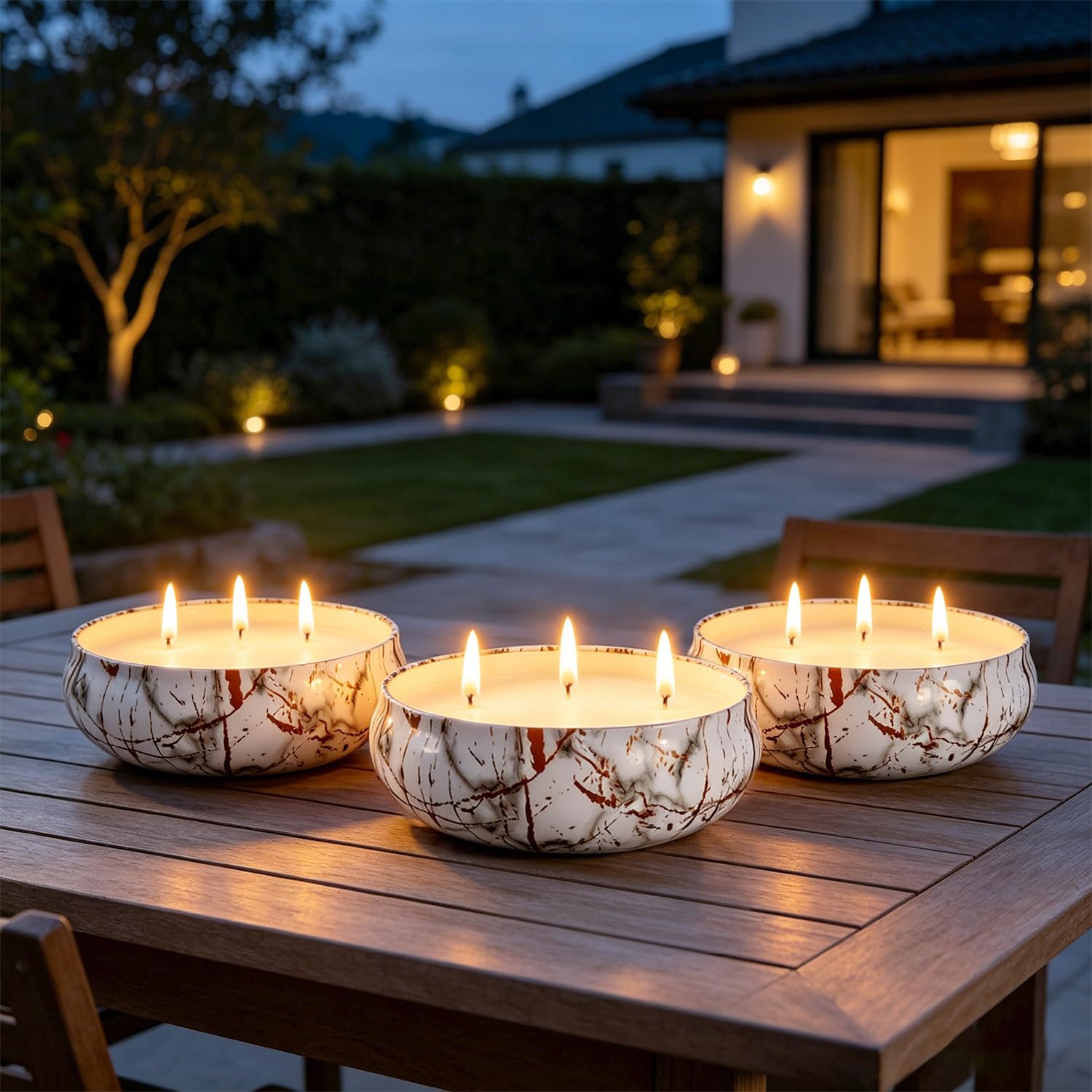 Gift-ready 3-pack citronella candles for outdoor entertaining