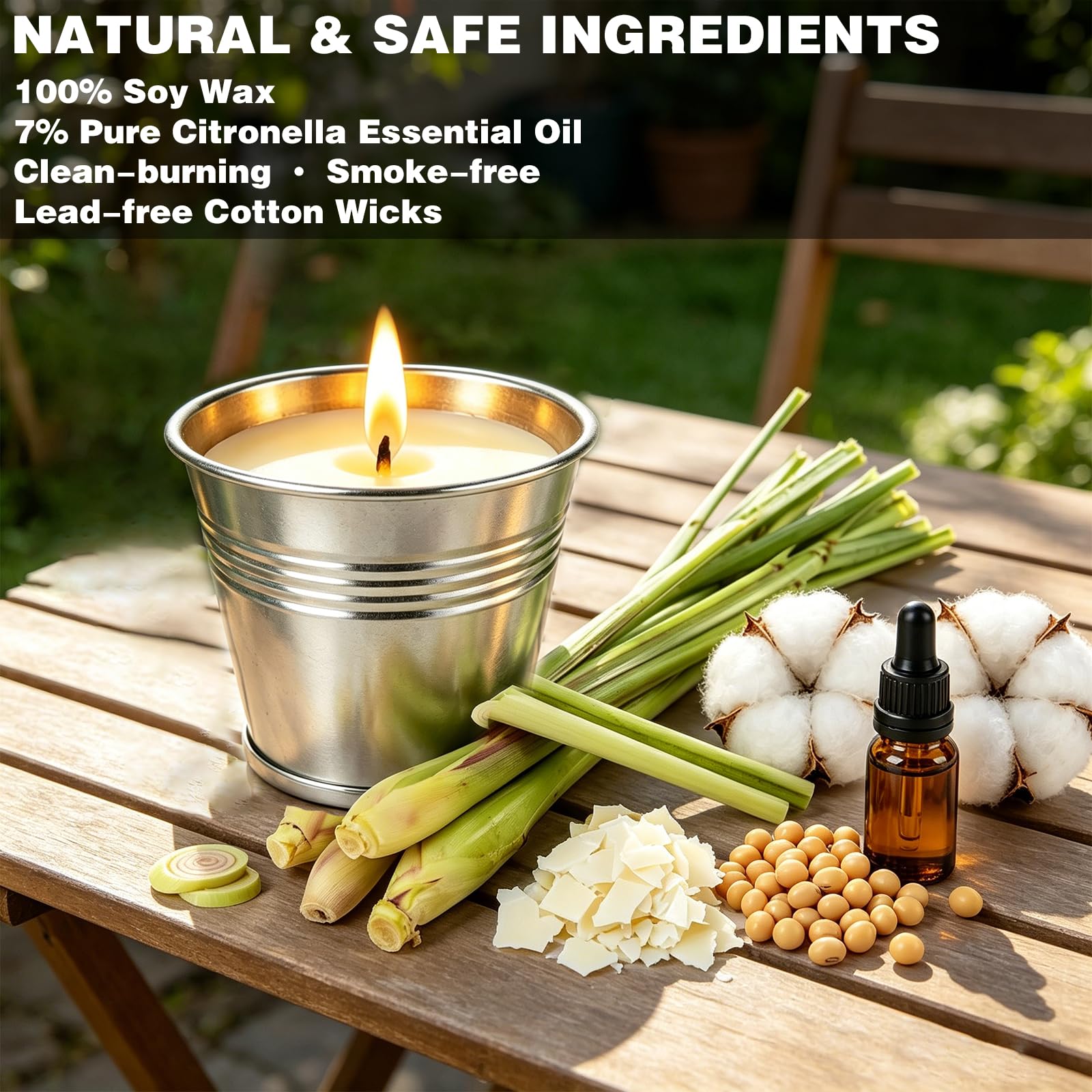Portable 2oz citronella tin candle ideal for patio camping