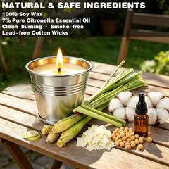 Portable 2oz citronella tin candle ideal for patio camping