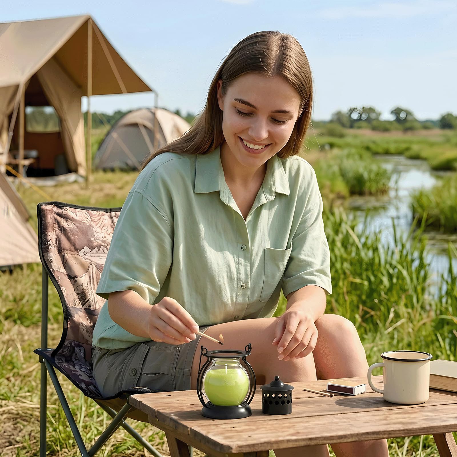 Indoor and outdoor decorative citronella lantern candles for spaces