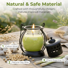 Soy wax citronella candle in lantern for deck use