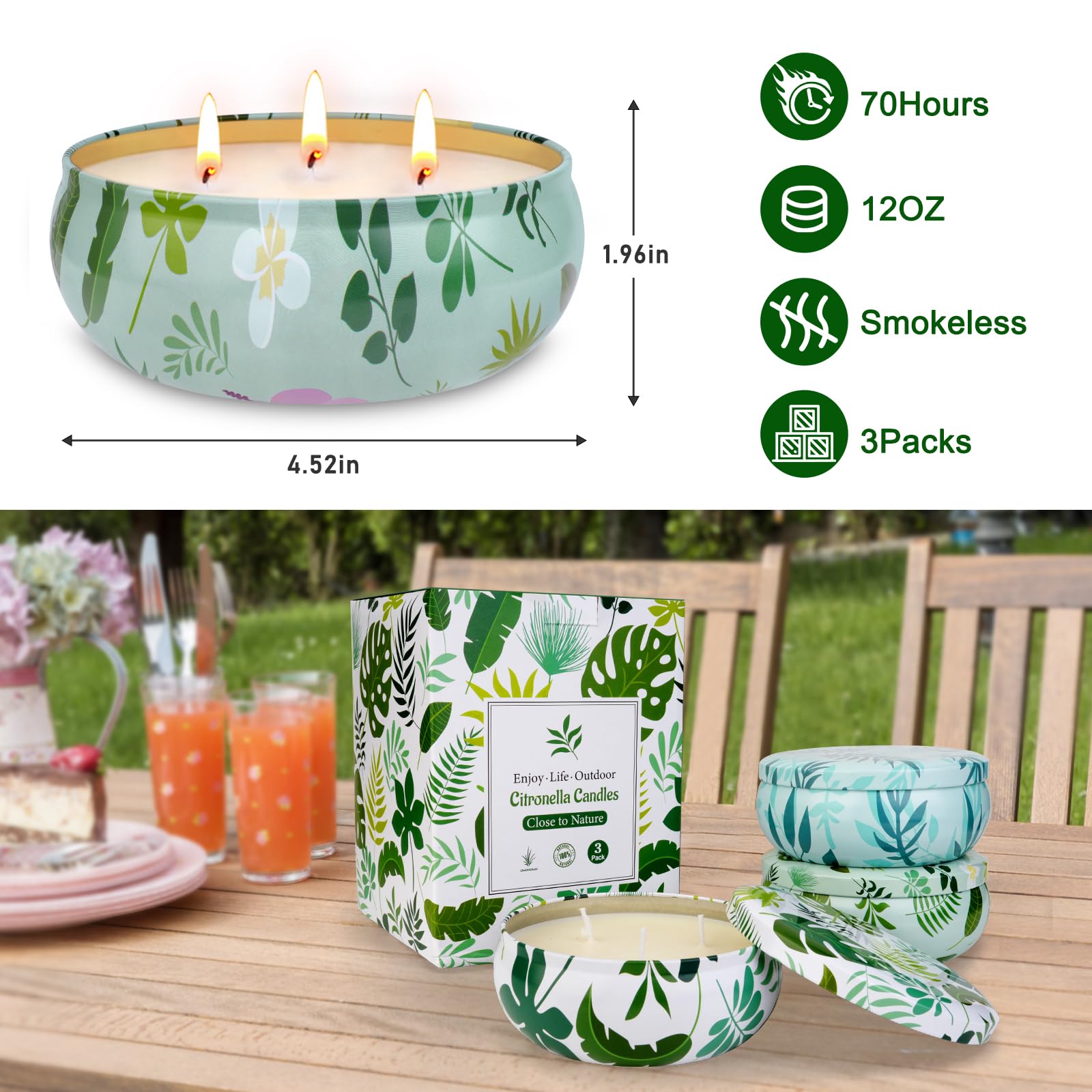 Outdoor citronella candle for camping and garden use image