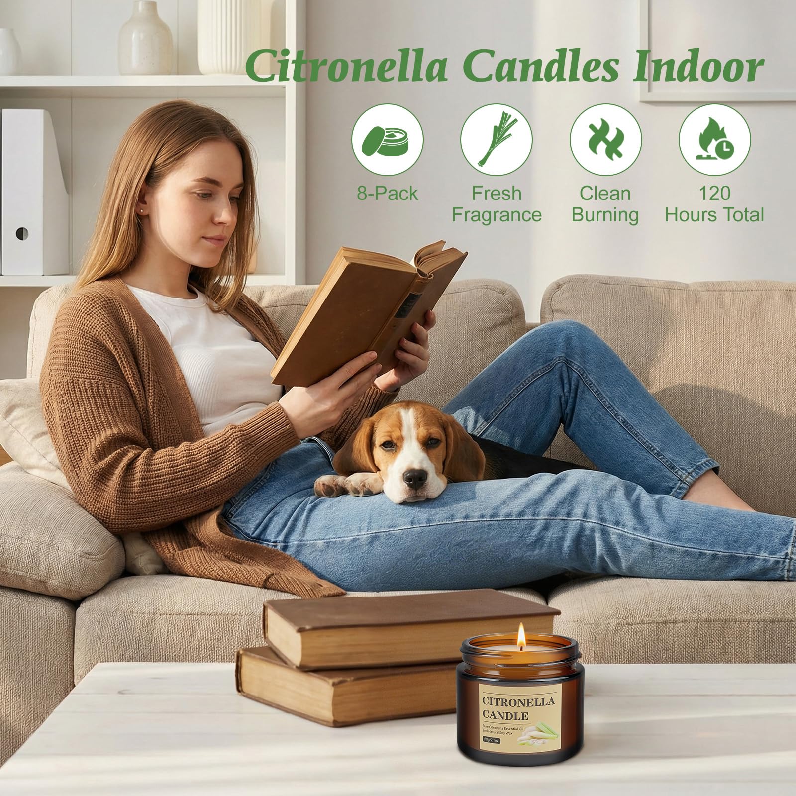 Indoor use citronella candle suitable for living room and kitchen
