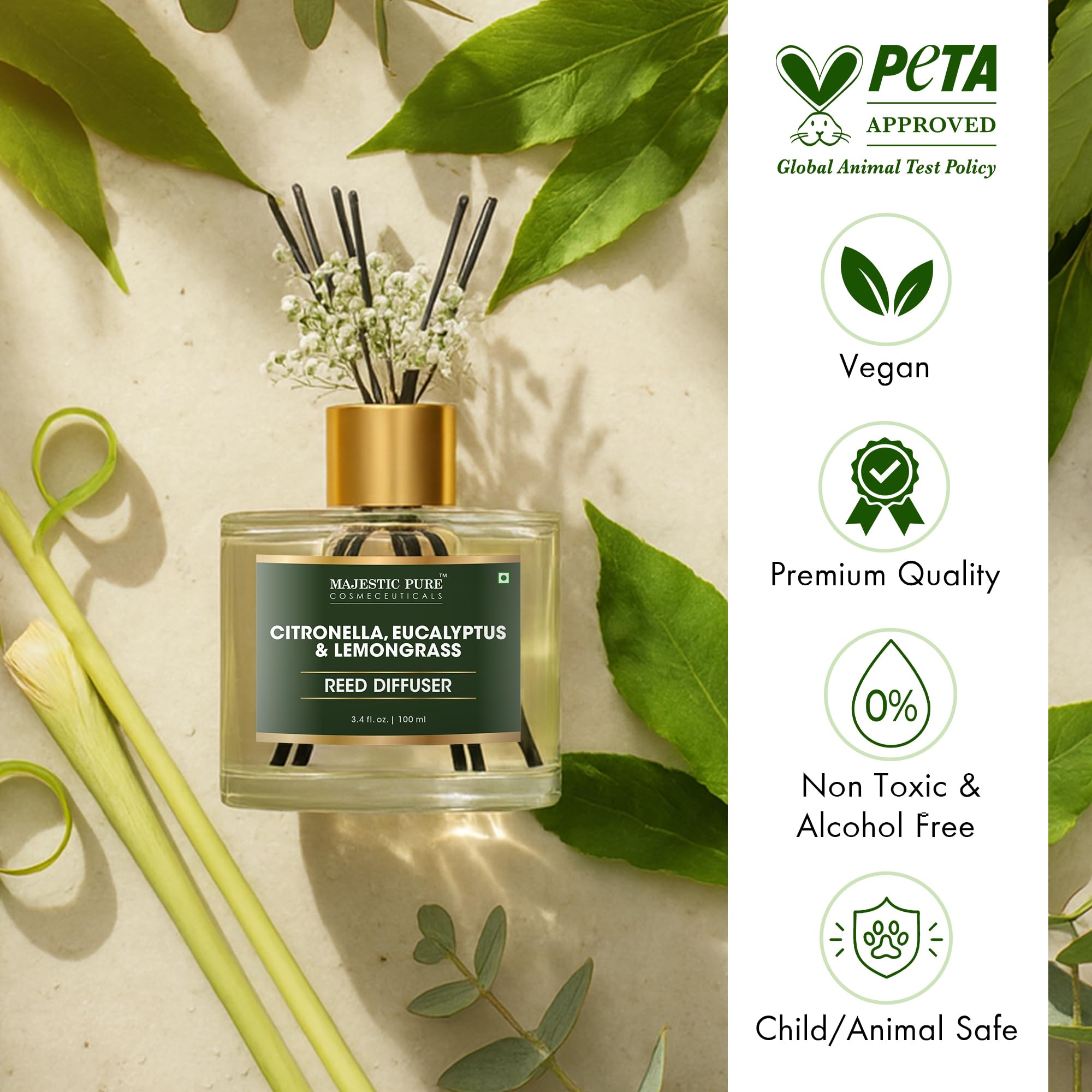Natural aromatherapy reed diffuser for home and office