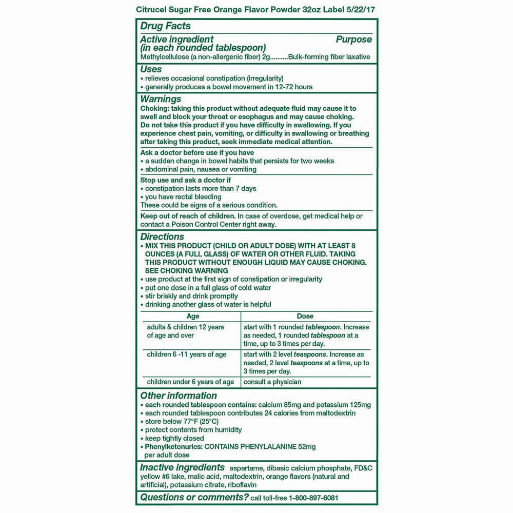 Adults 12plus dosage Citrucel powder label