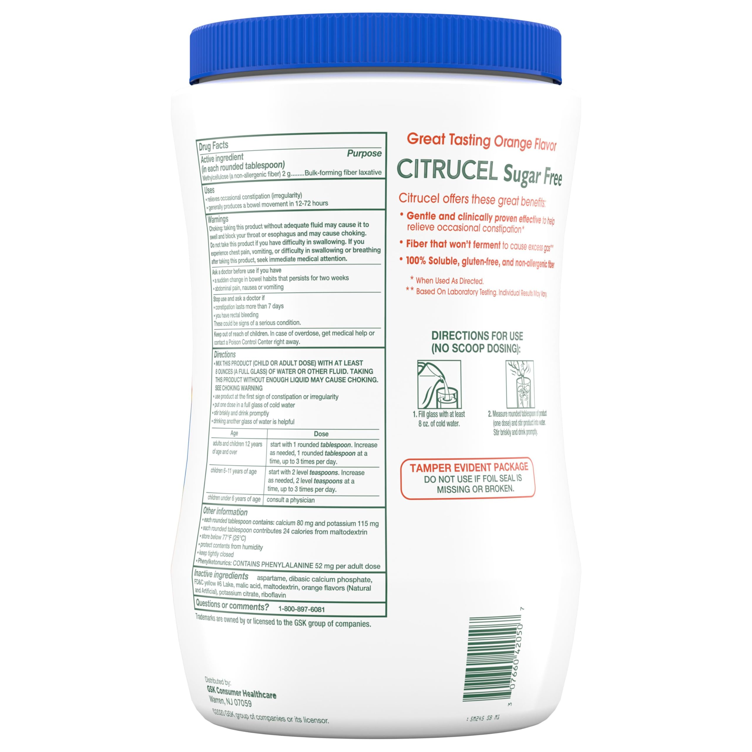 Sugar free Citrucel 32oz powder bottle