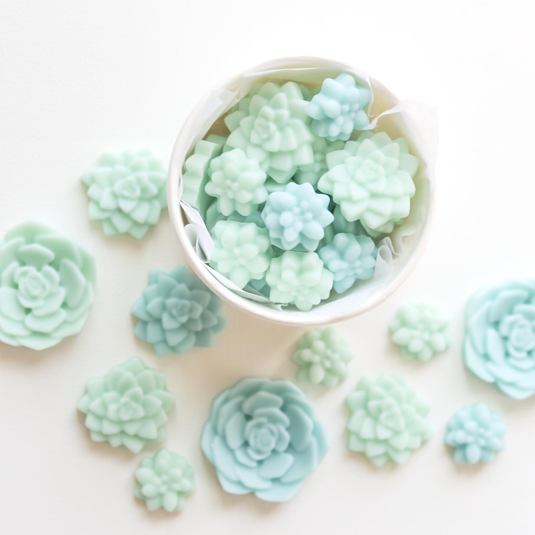 Decorative blue green succulent wax melts for gifting or decor