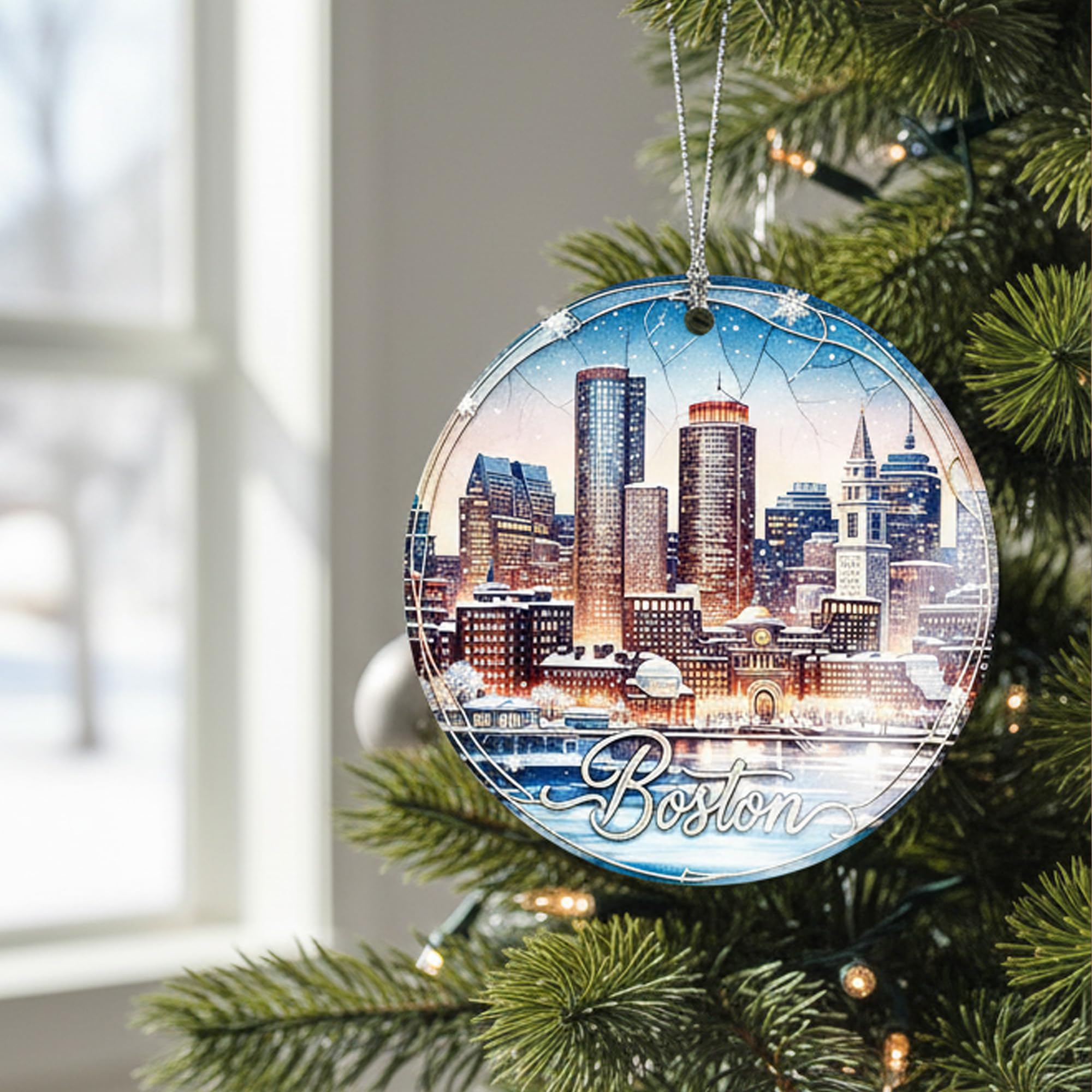 City skyline Christmas decor ornament from Boston