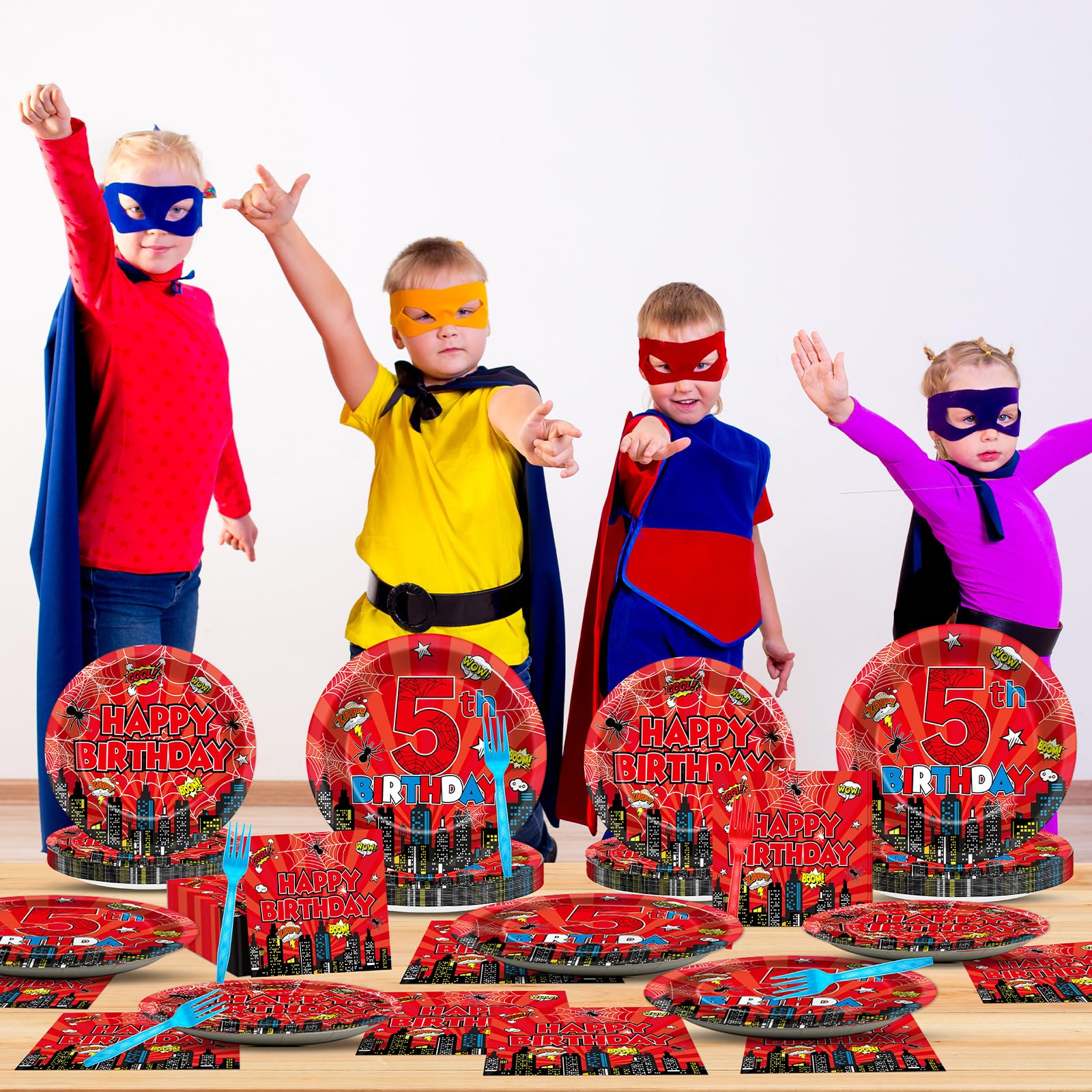cityscape hero party tableware for kids