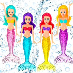 Civaner 4 Pcs Mermaid Bath Pool Toys four colored mermaids