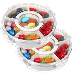Ckhoid 2 pack beige divided serving tray with lid and handle