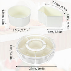 Beige rotating snack tray pair 11 x 11 inches