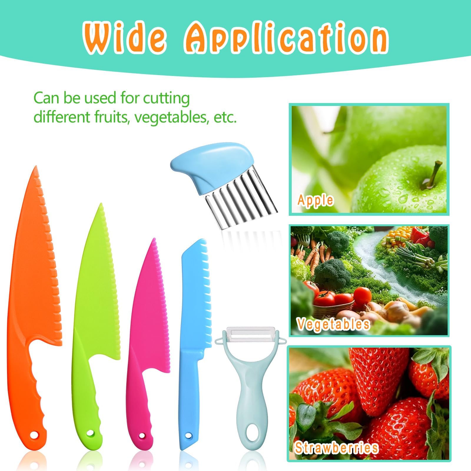 Kids safety kitchen knives made of PP material