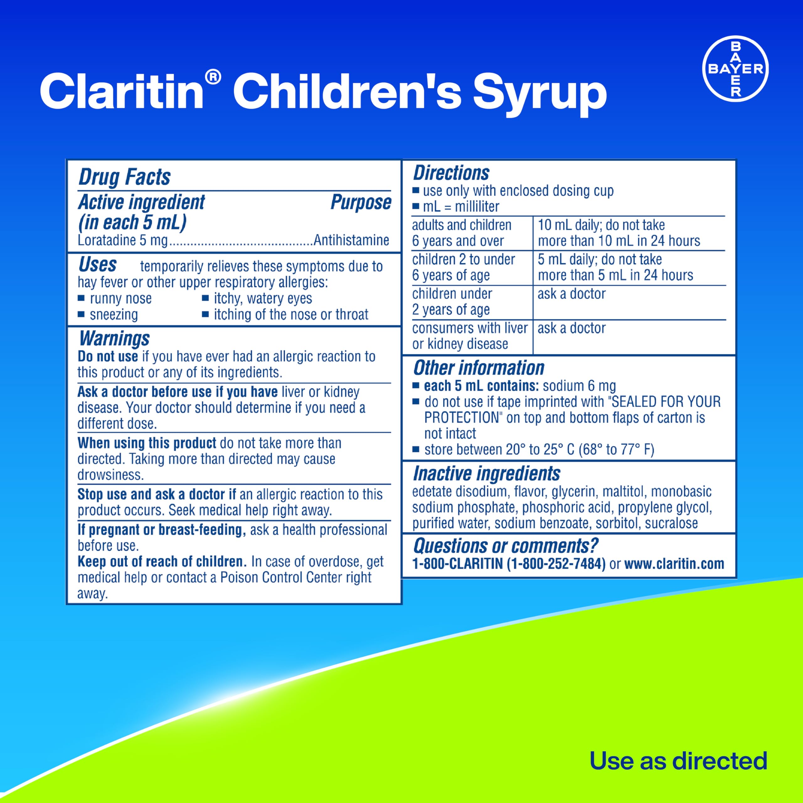 Pediatrician-recommended Claritin brand allergy medicine