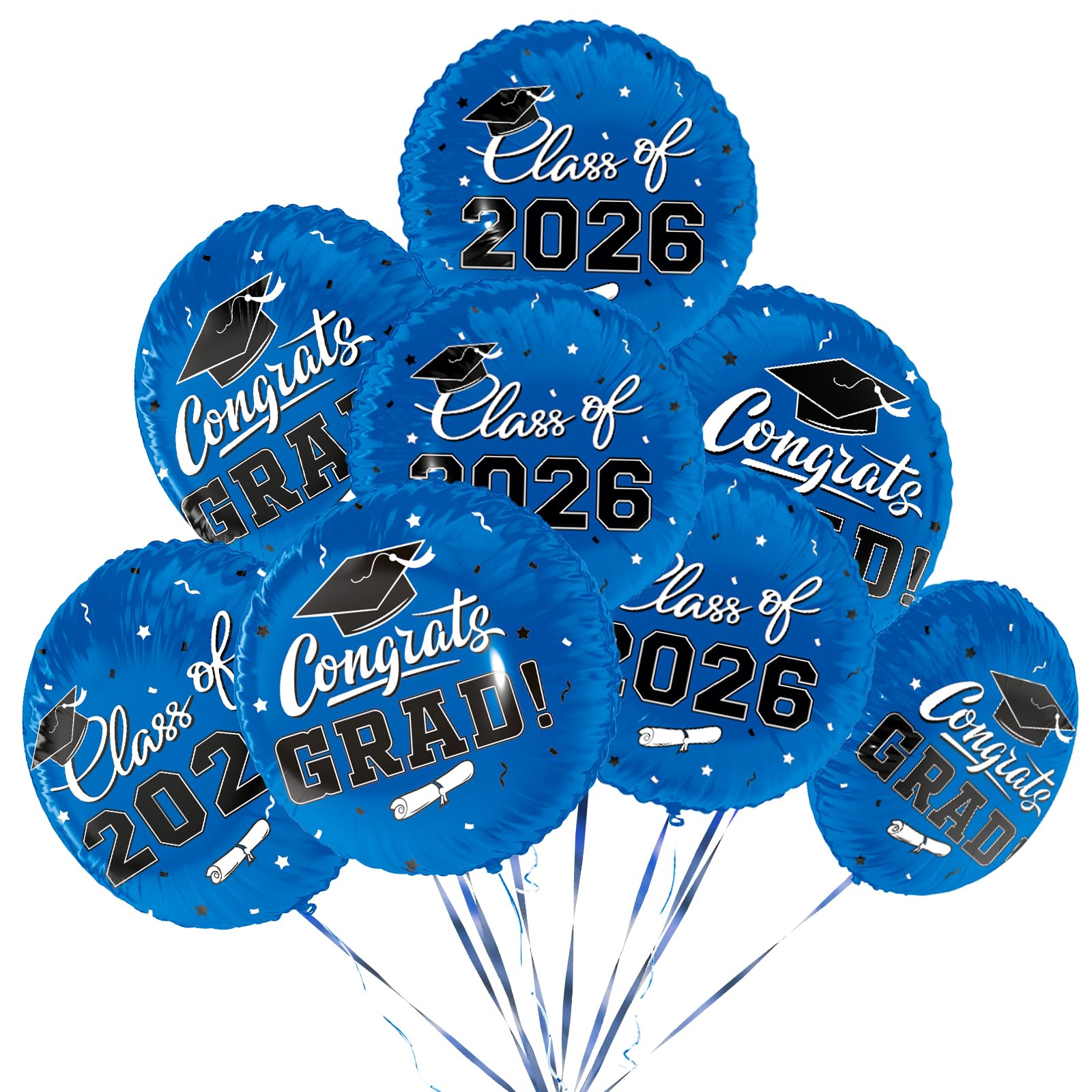 12pcs 18in blue balloons for Class of 2026 graduation