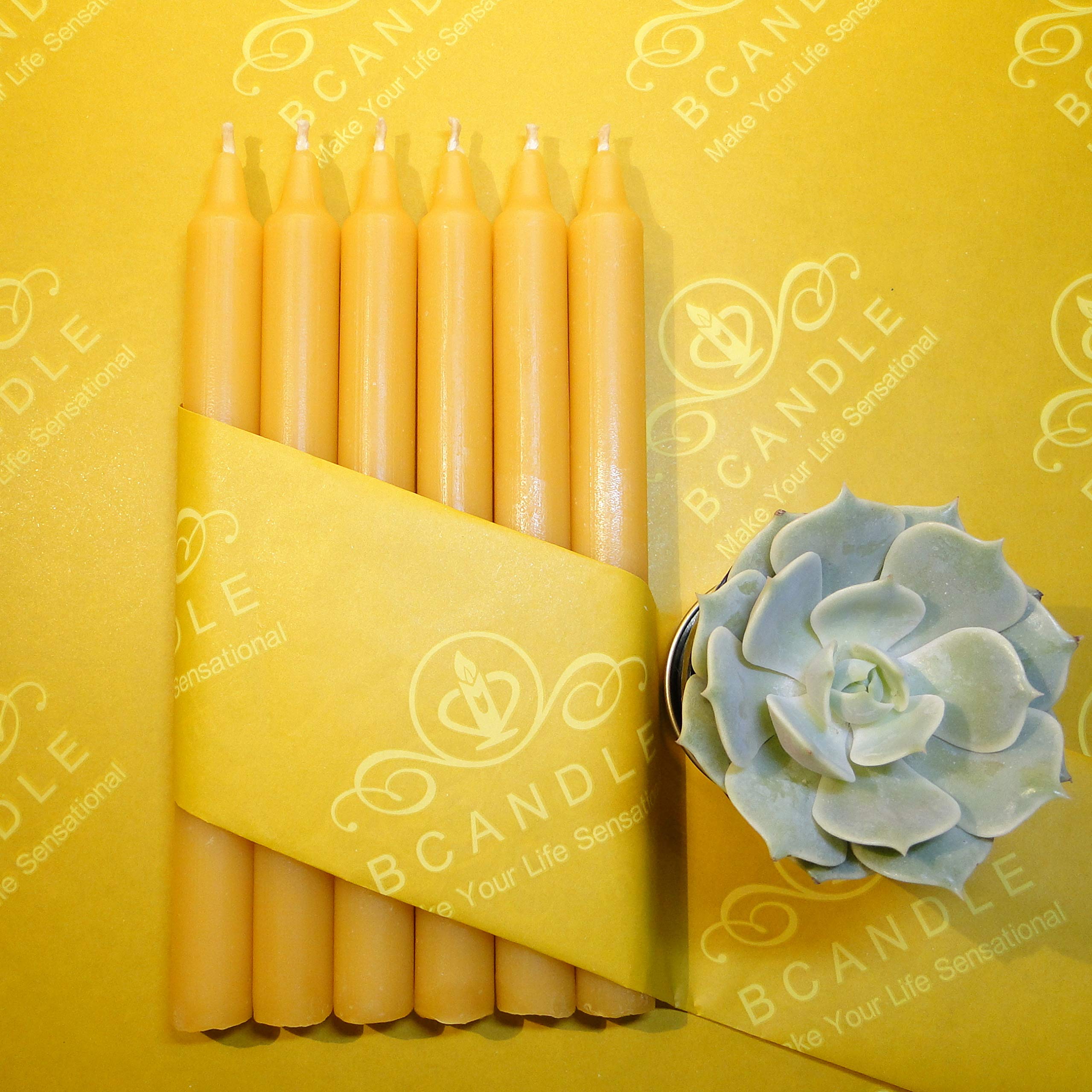 7.5 inch tall classic beeswax taper candle