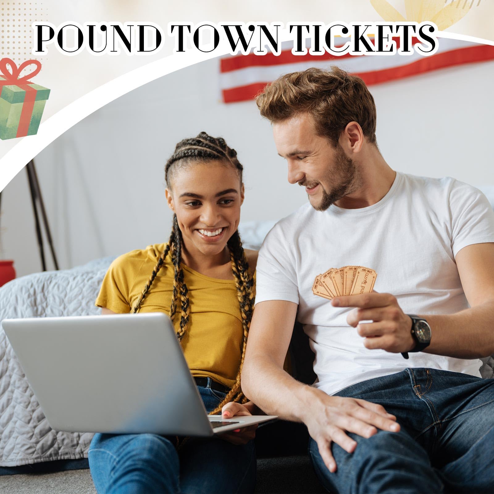 Classic color wood town tickets for gifting