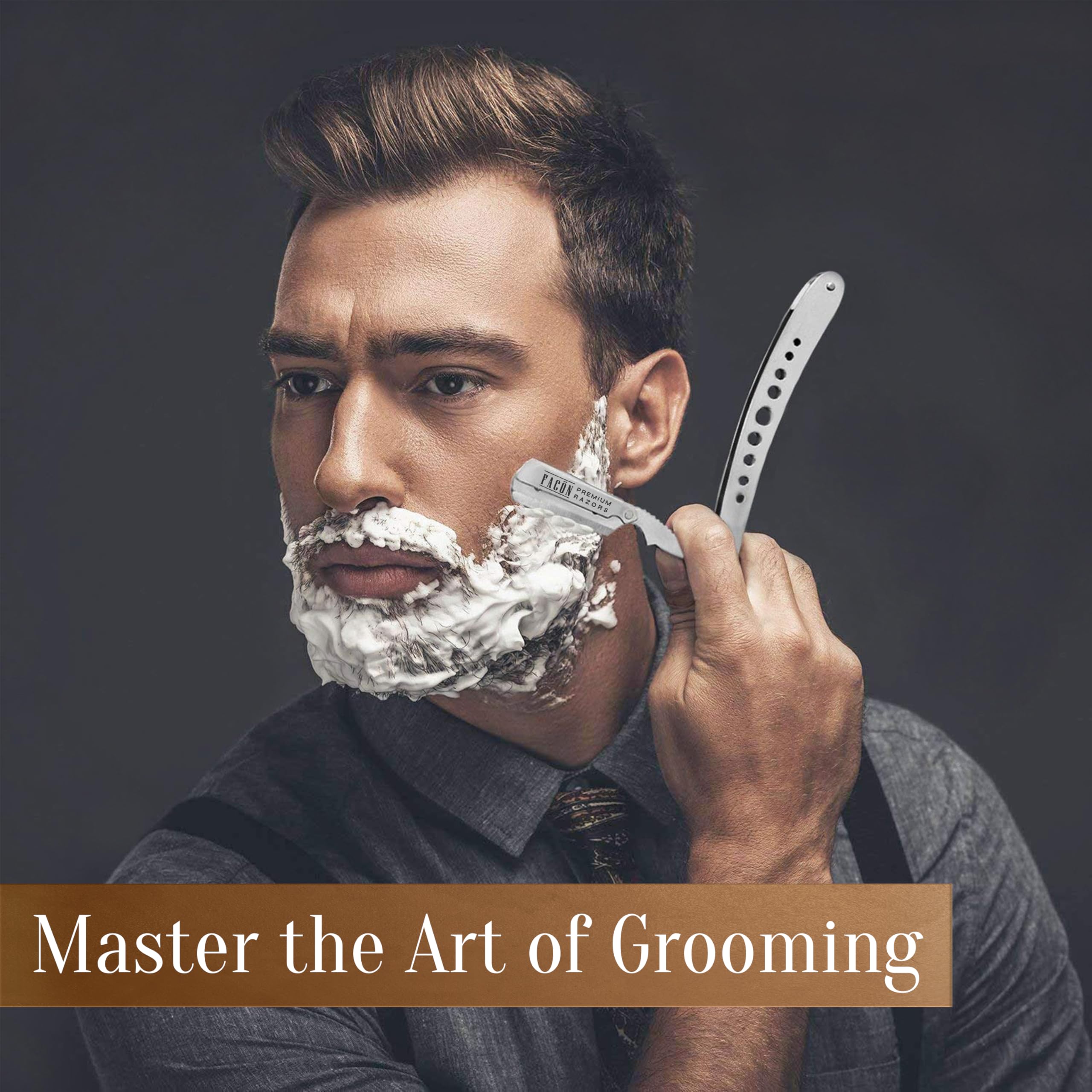 Classic stainless steel barber razor by Facón for grooming