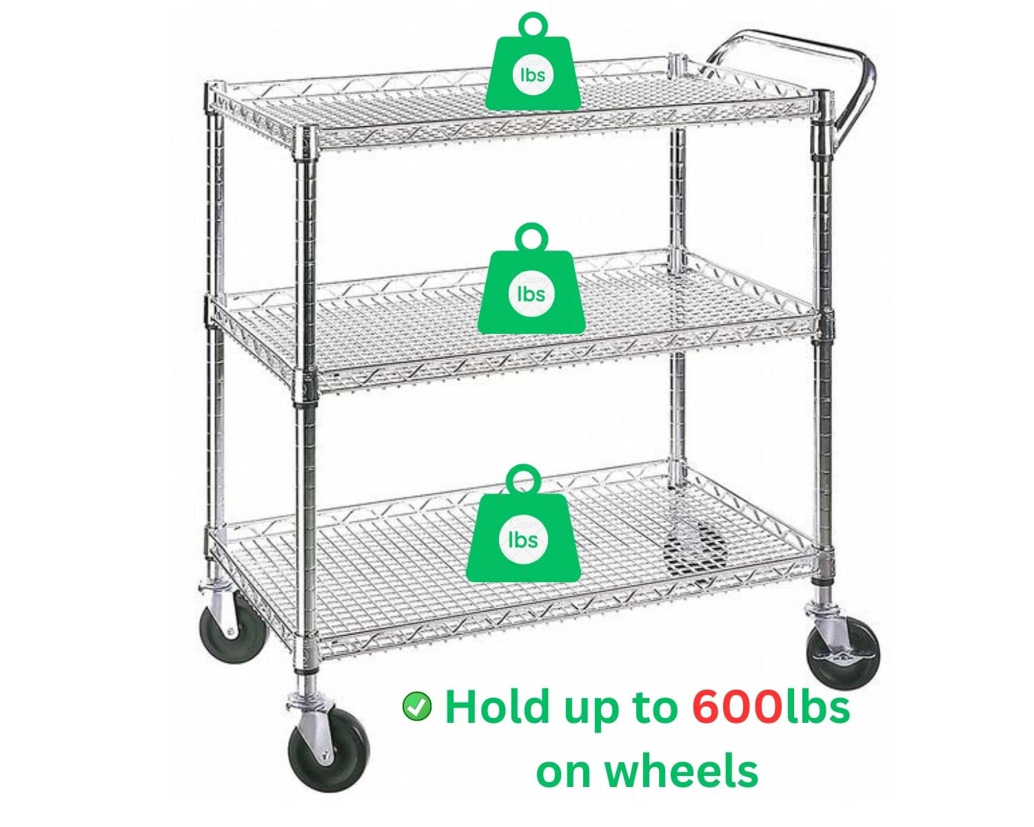 classics portable kitchen serving cart with wheels and handle