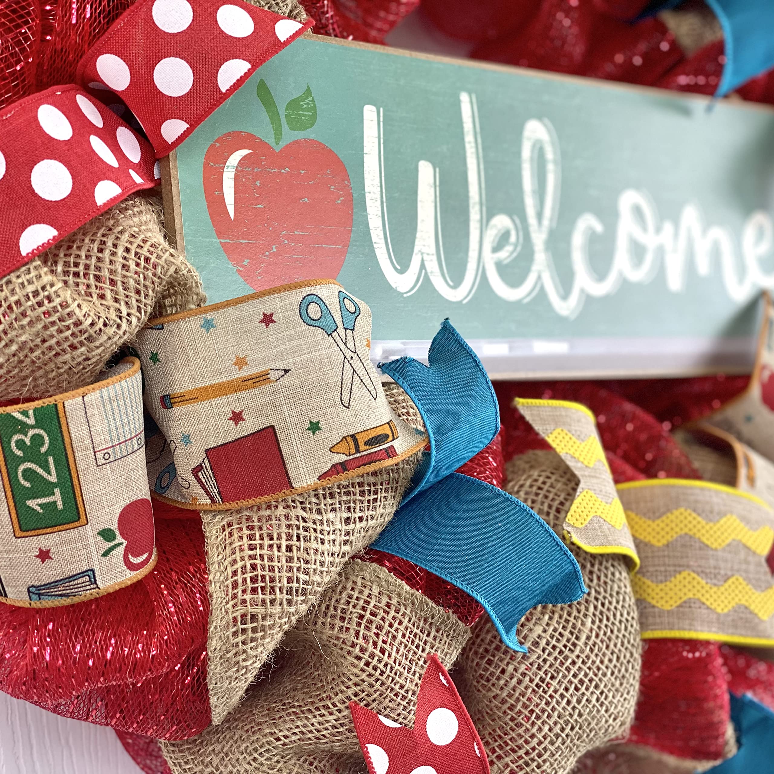 Classroom decor wreath with TEACHER WELCOME SIGN center