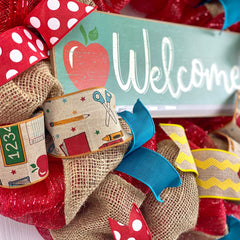 Classroom decor wreath with TEACHER WELCOME SIGN center