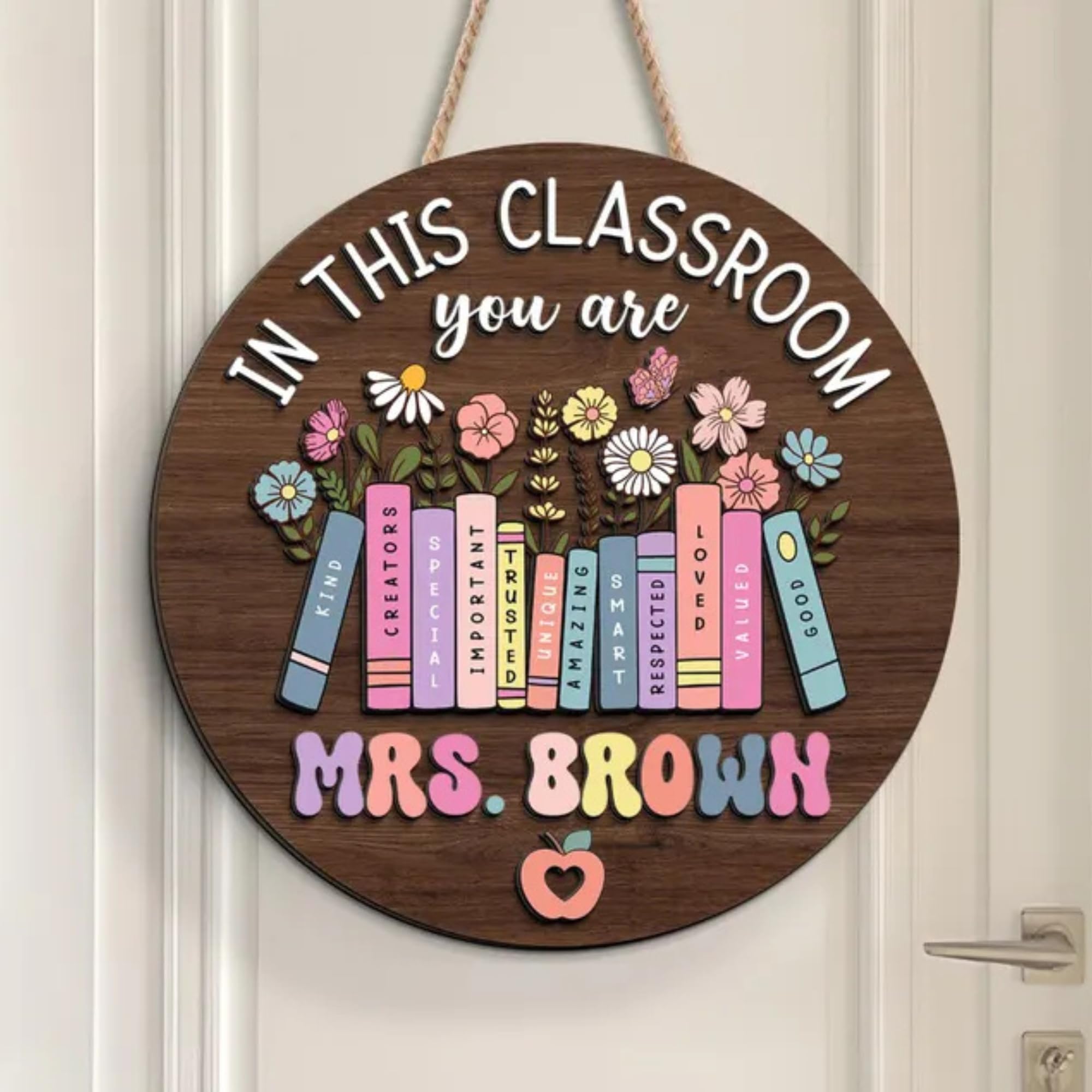 Printed or engraved sign for teacher appreciation gift
