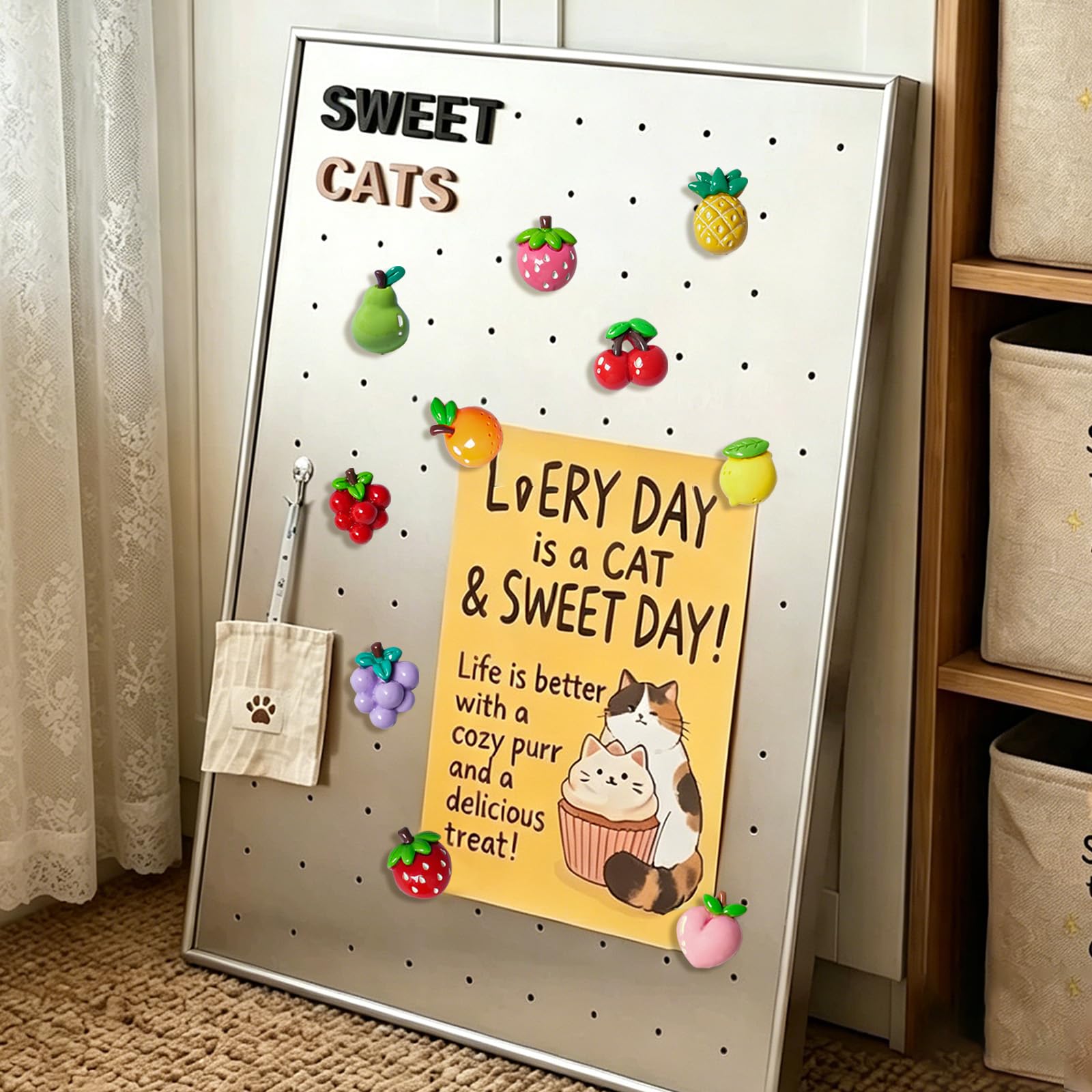 Colorful fruit magnets suitable for classroom and office use
