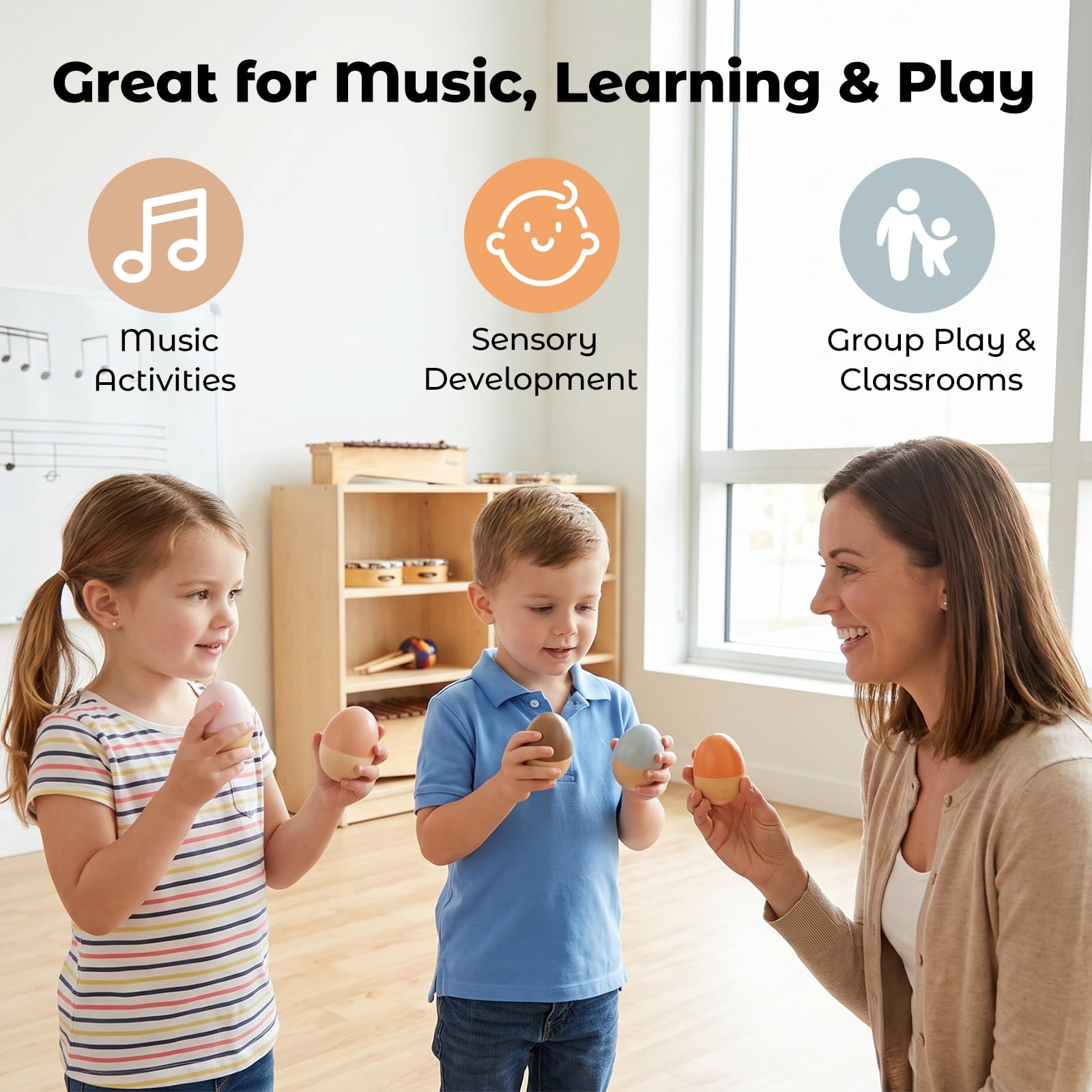 Classroom music shaker eggs used for home play