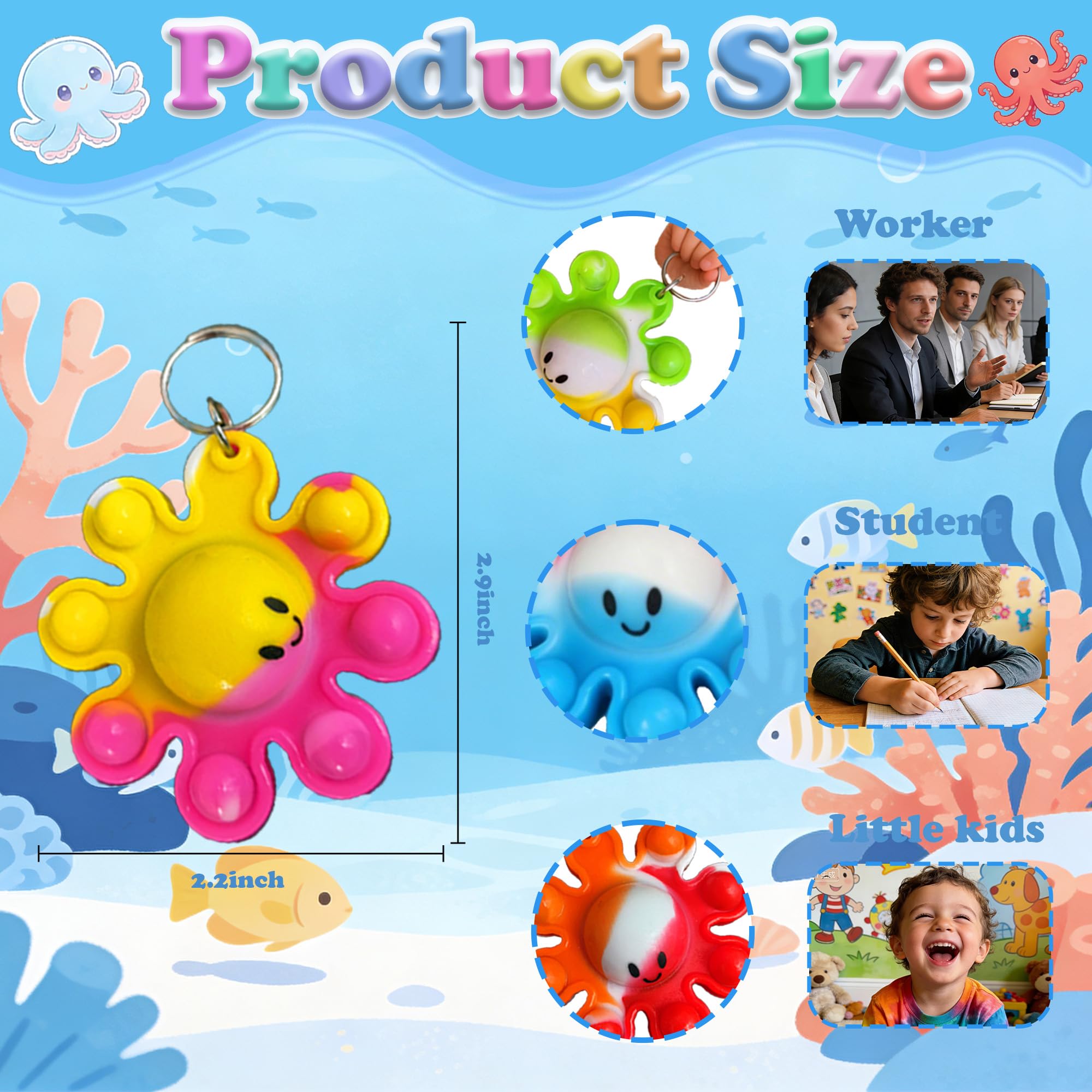 Classroom party favor octopus silicone keychain