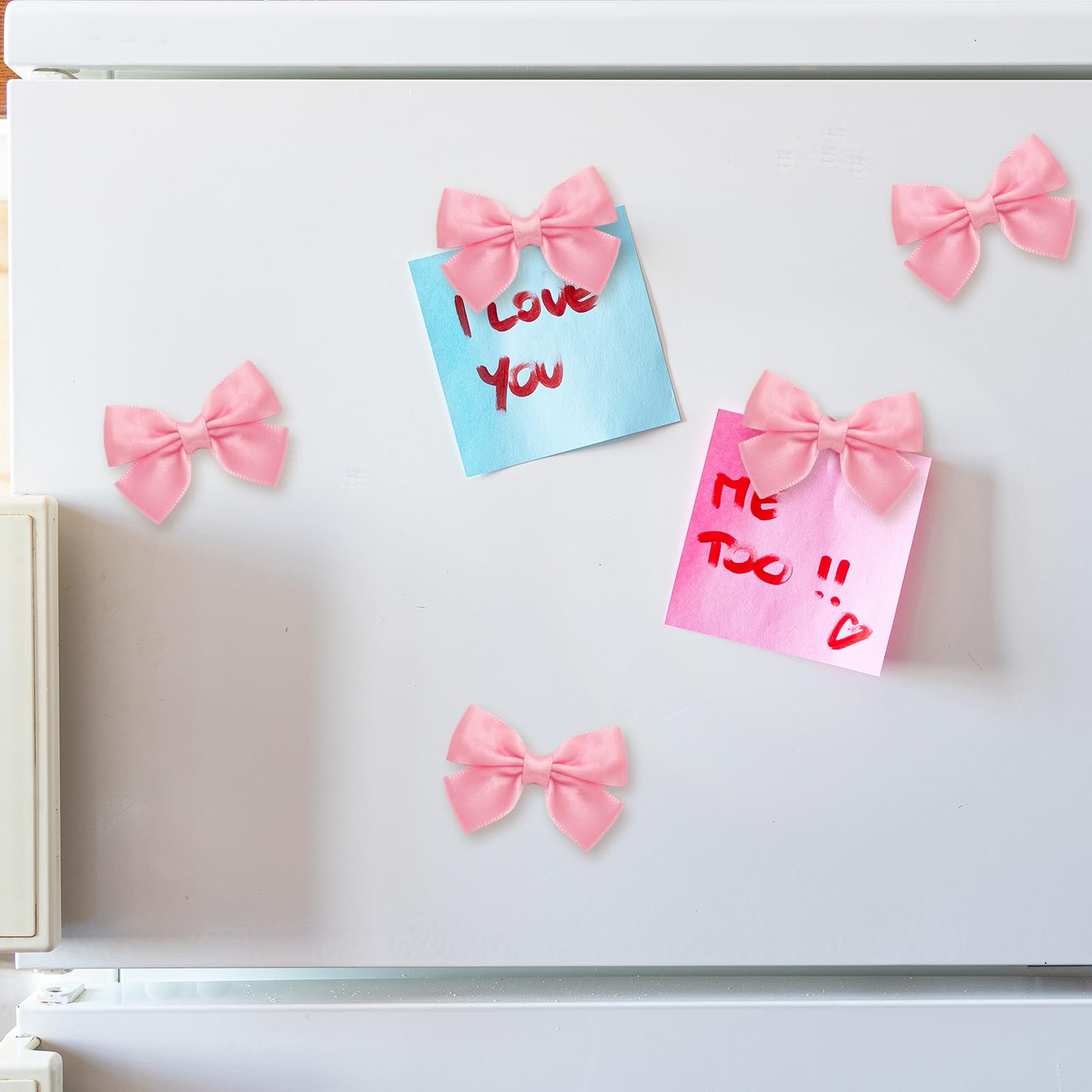 Eight pink bow fridge magnets for birthday wedding baby shower