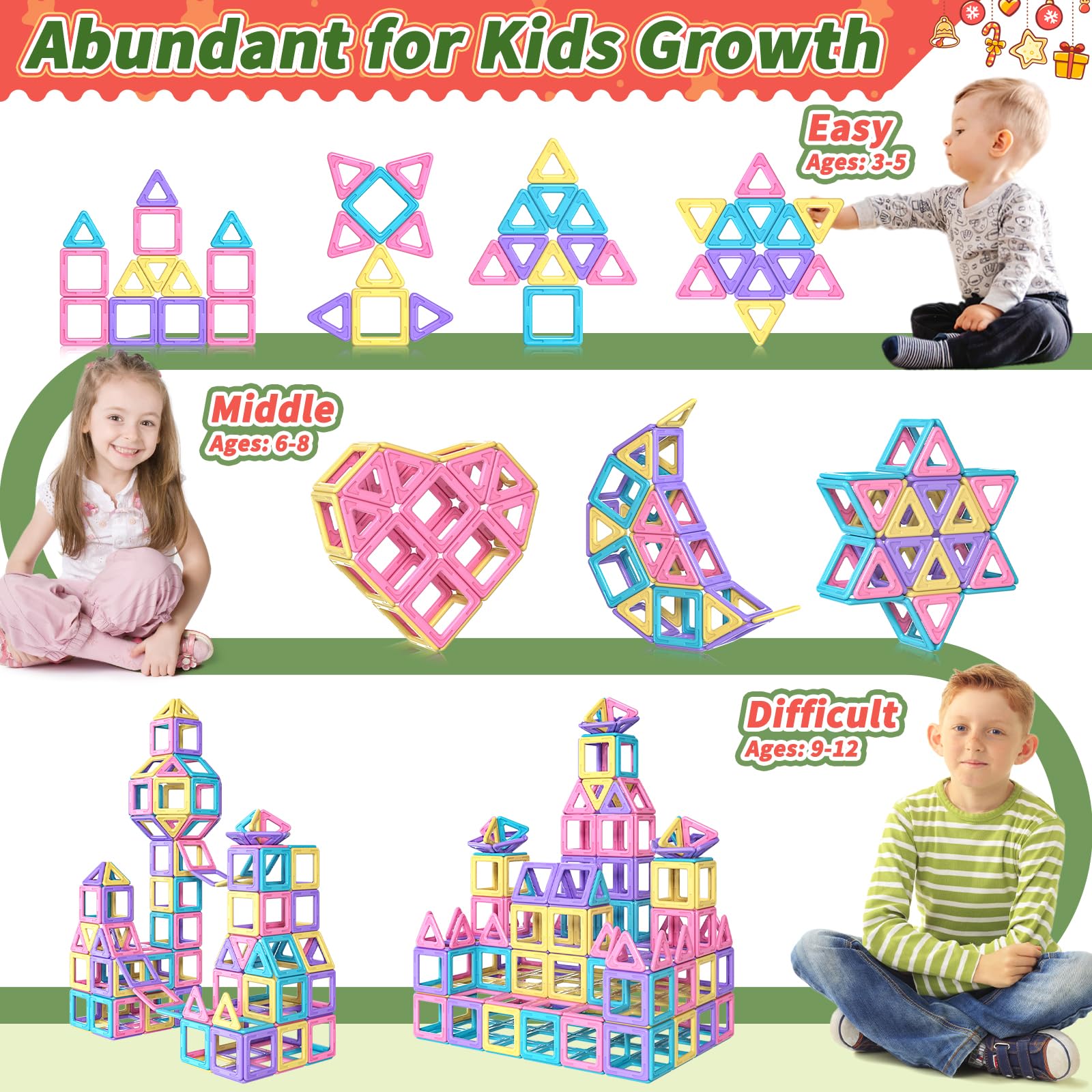 Montessori style toddler magnetic tiles by Rurvale