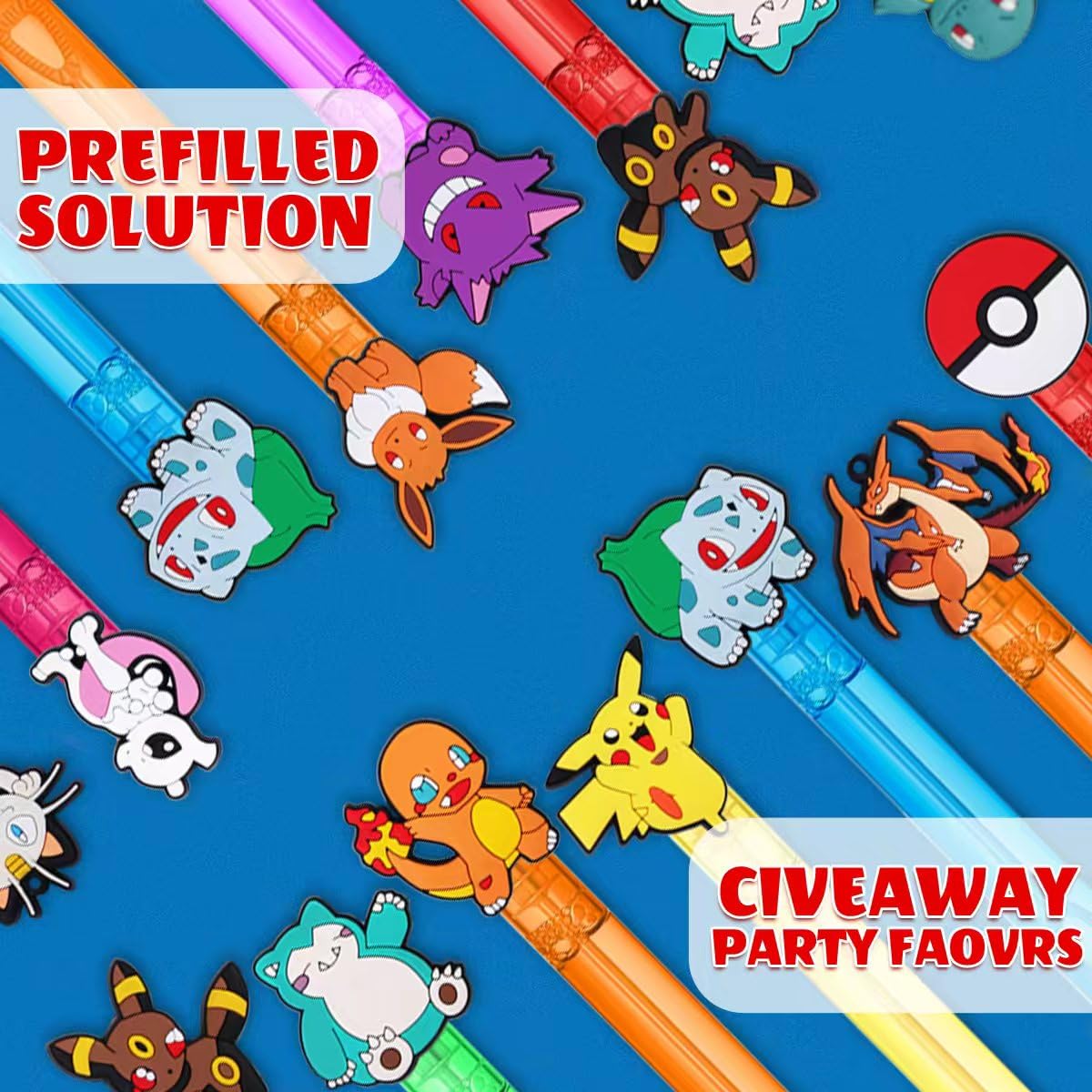 Pokemon themed birthday celebration bubble wand gift set