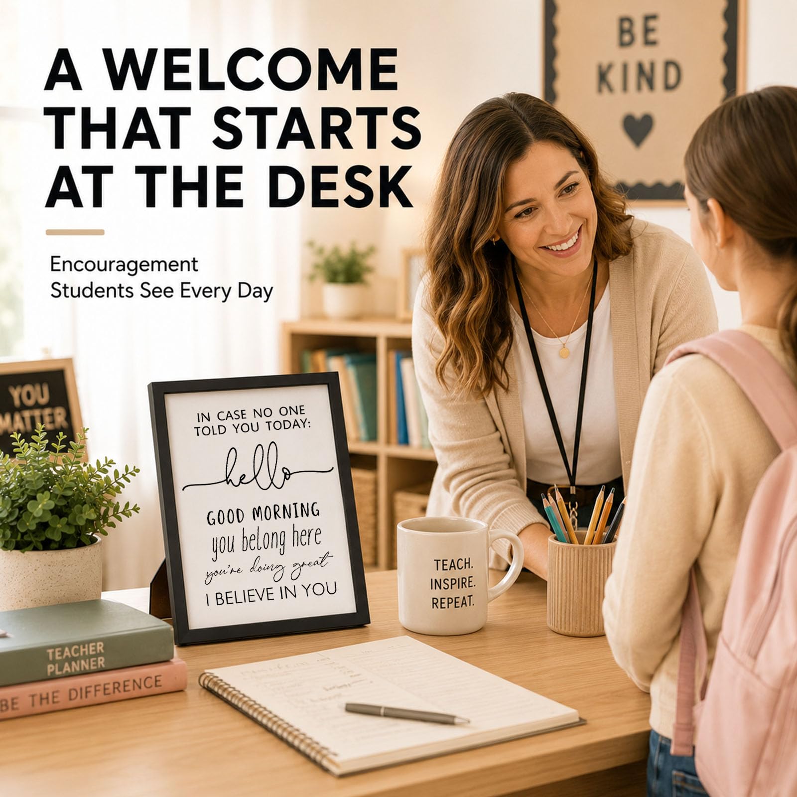 Black and white inspirational classroom wall art