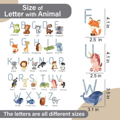 Classroom wall decals featuring animal alphabet letters