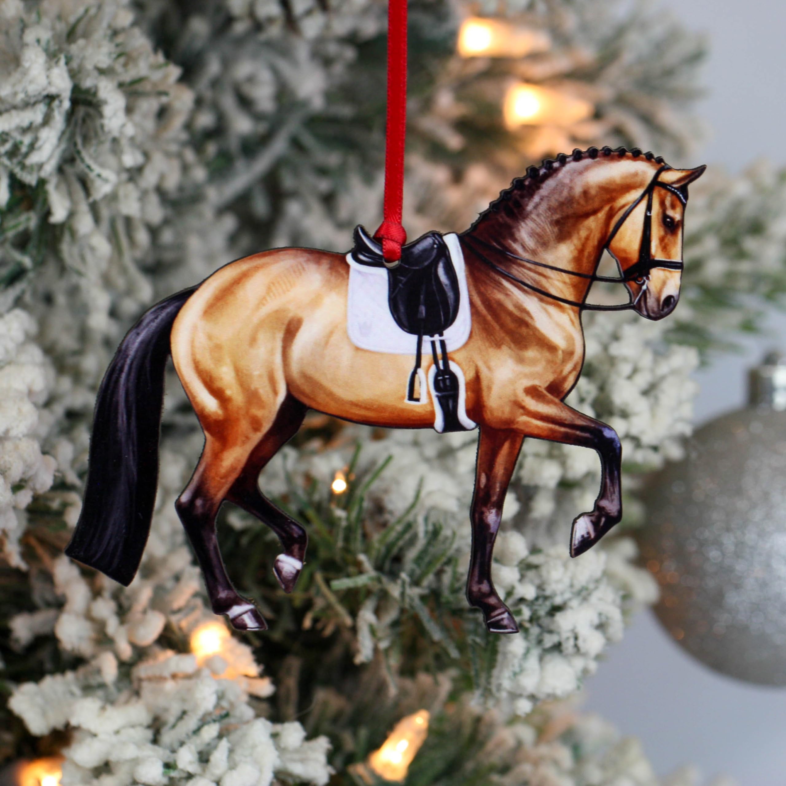 Dressage ornament Bay color by Classy Equine 3 inch tall 3.825 inch wide