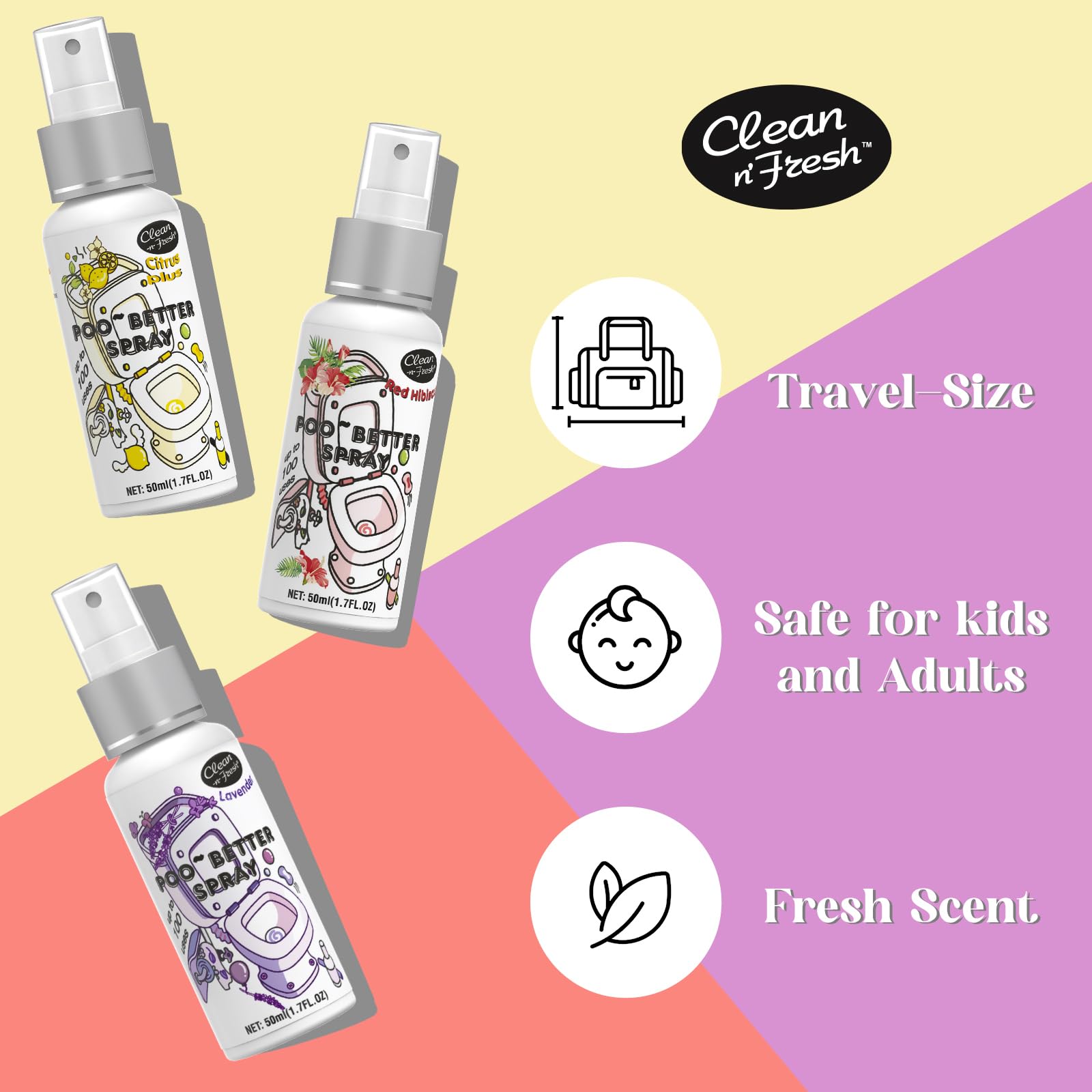 Total 5.1 Fl Oz Clean-n-Fresh Toilet Spray pack