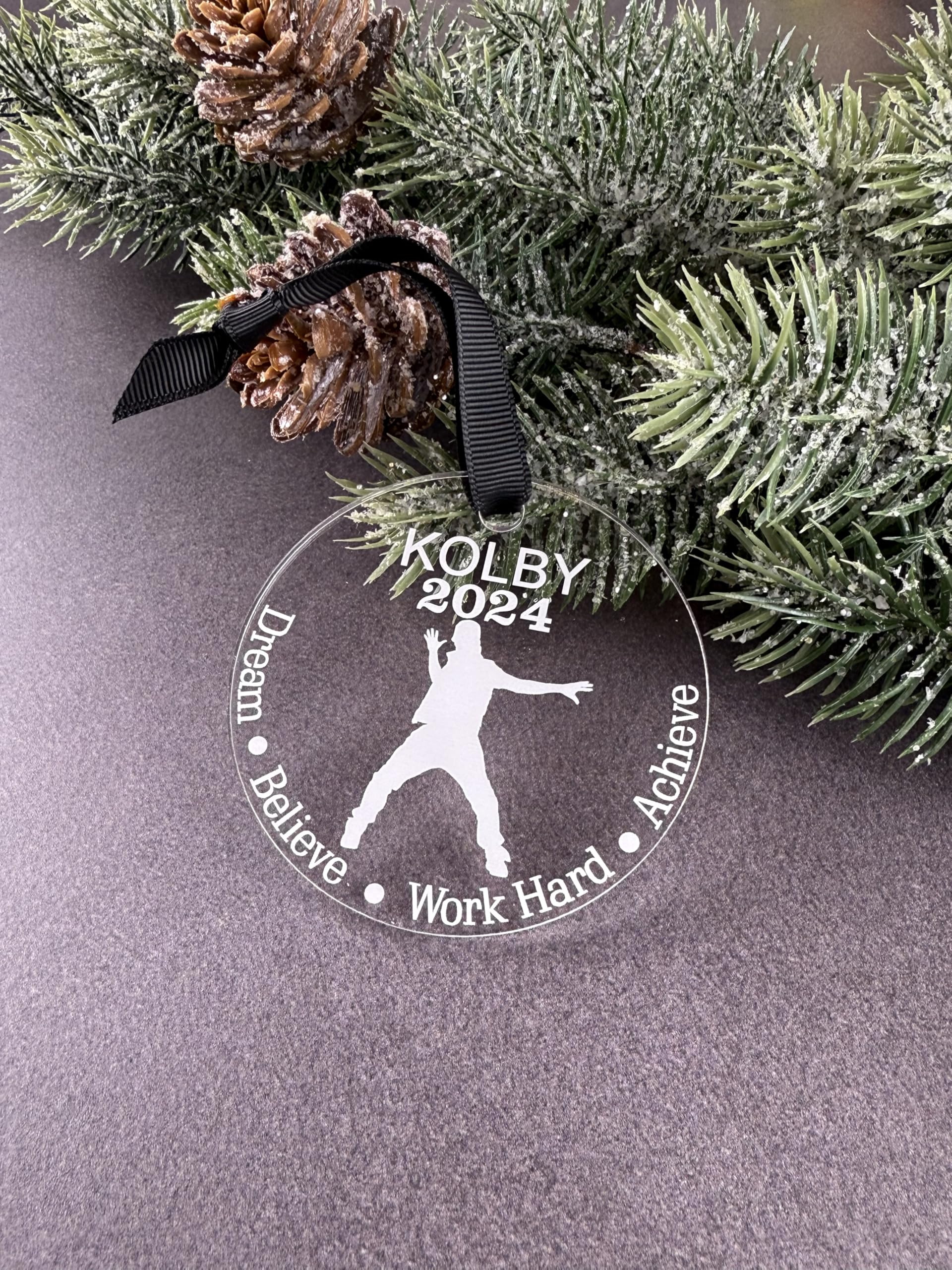 Clear acrylic 3x3 keepsake ornament engraving