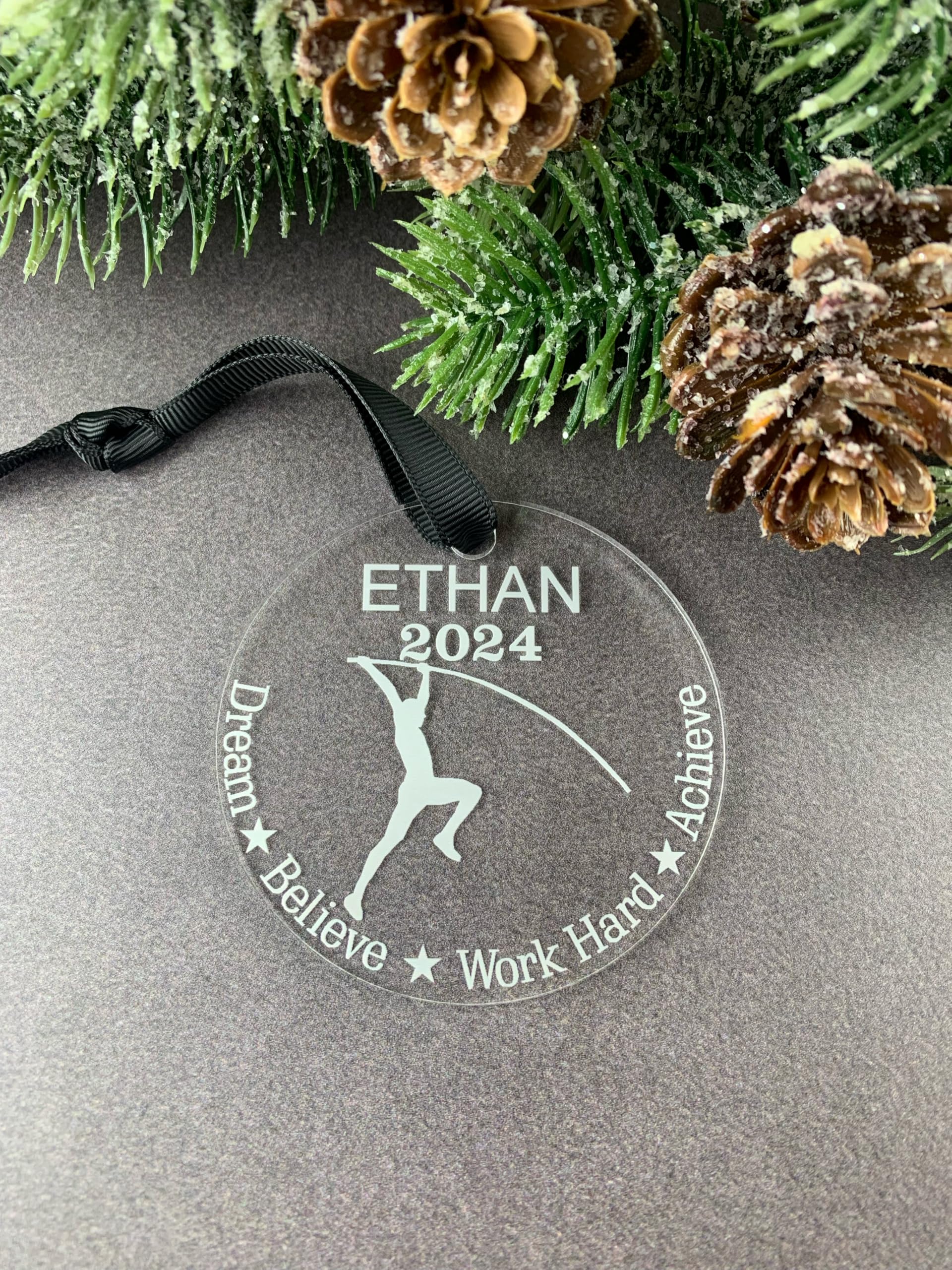 3x3 clear acrylic ornament with white engraving
