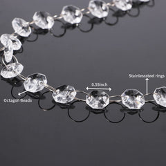 14mm acrylic octagon bead with silver chrome jump ring