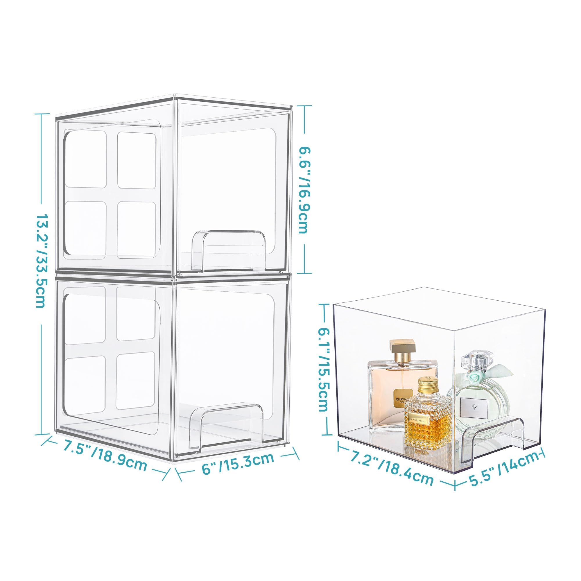 7.5D x 6W x 6.6H dimensions of organizer