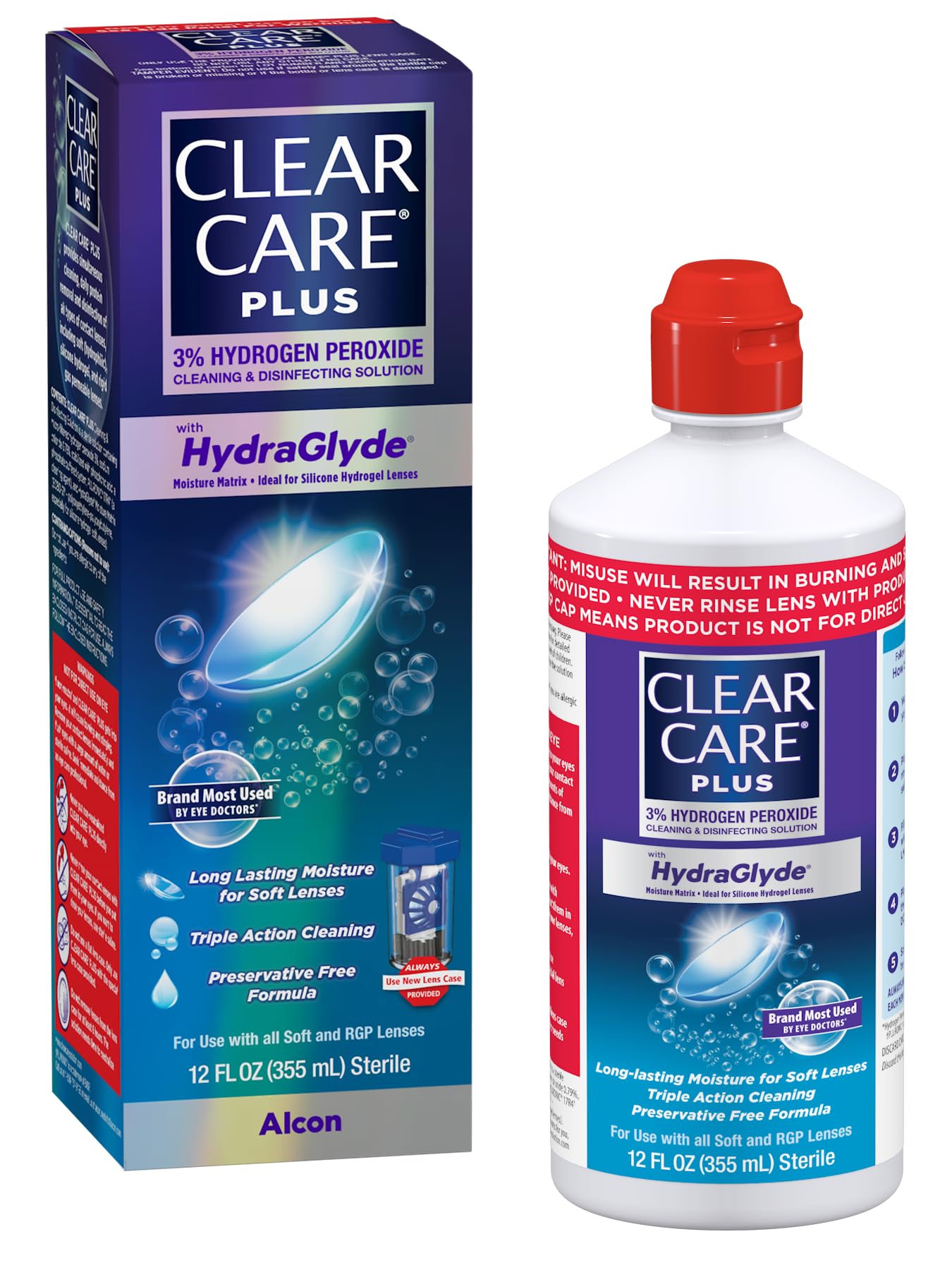 CLEAR CARE Plus Cleaning & Disinfecting Contact Lens Solution bottle 12 Oz