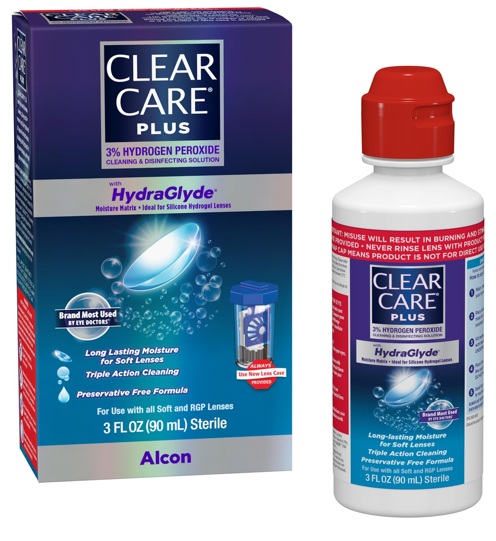 CLEAR CARE Plus Cleaning & Disinfecting Contact Lens Solution bottle 3 oz