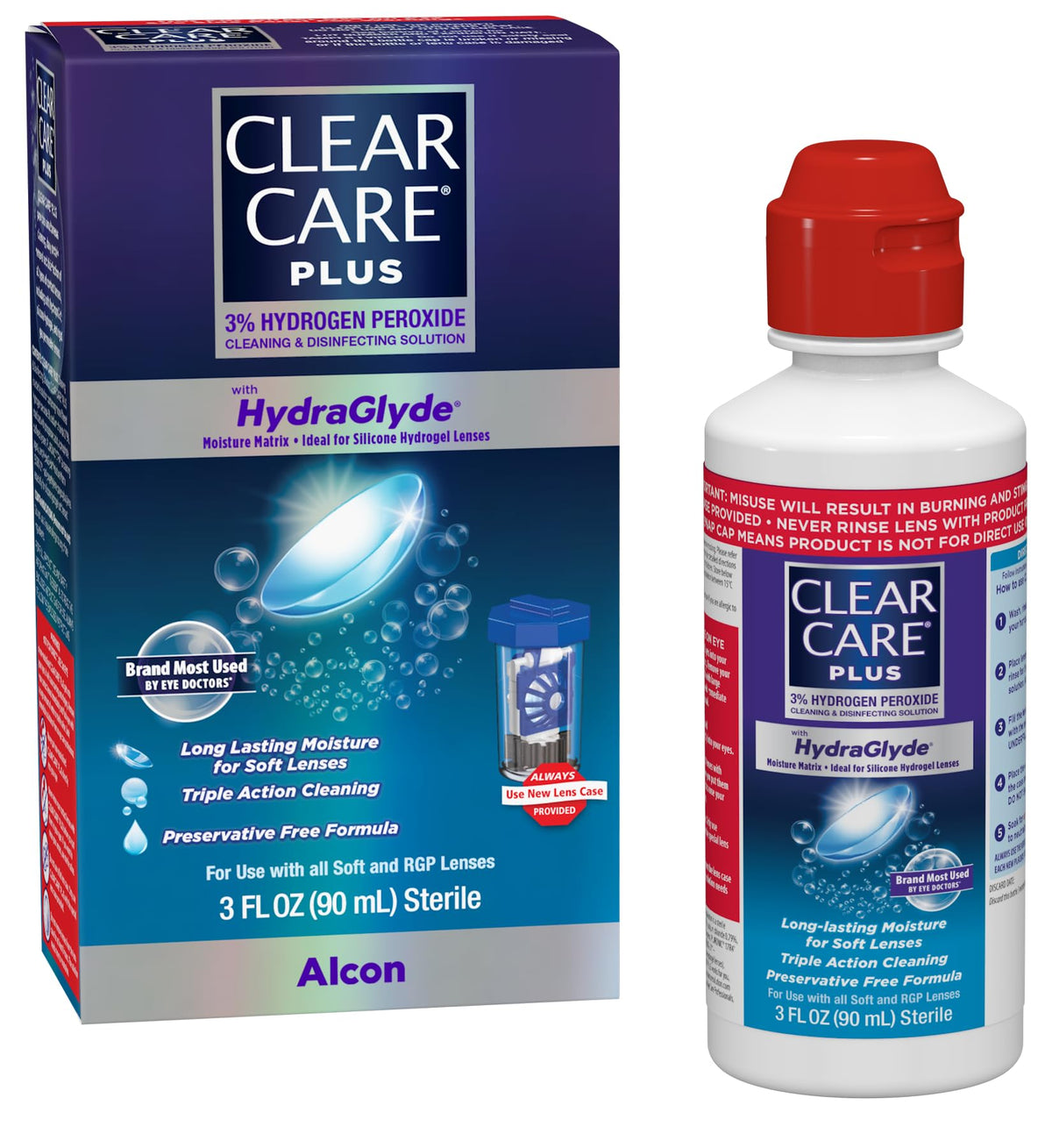 CLEAR CARE Plus Cleaning & Disinfecting Contact Lens Solution bottle 3 oz