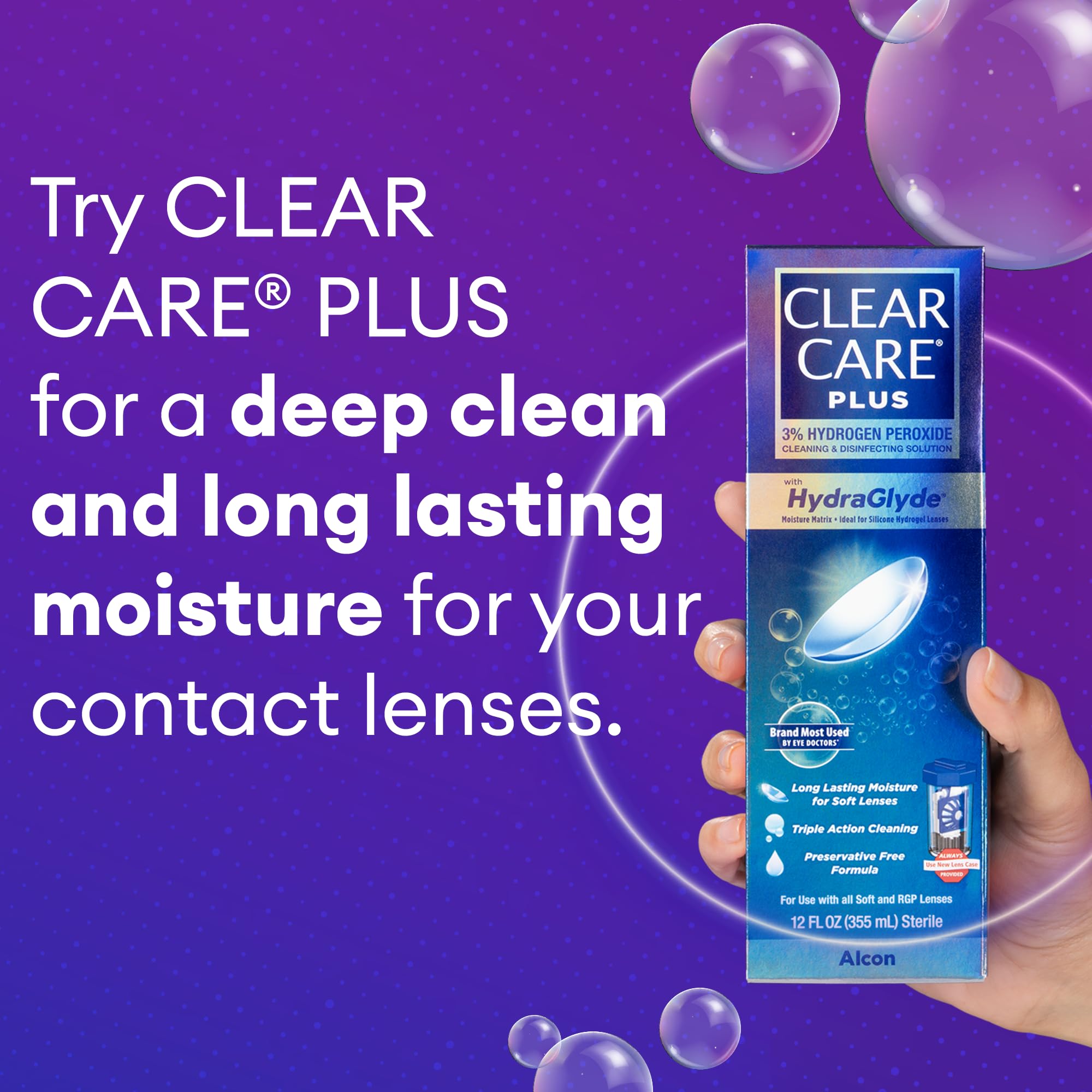 Domed lens baskets in CLEAR CARE Plus lens case