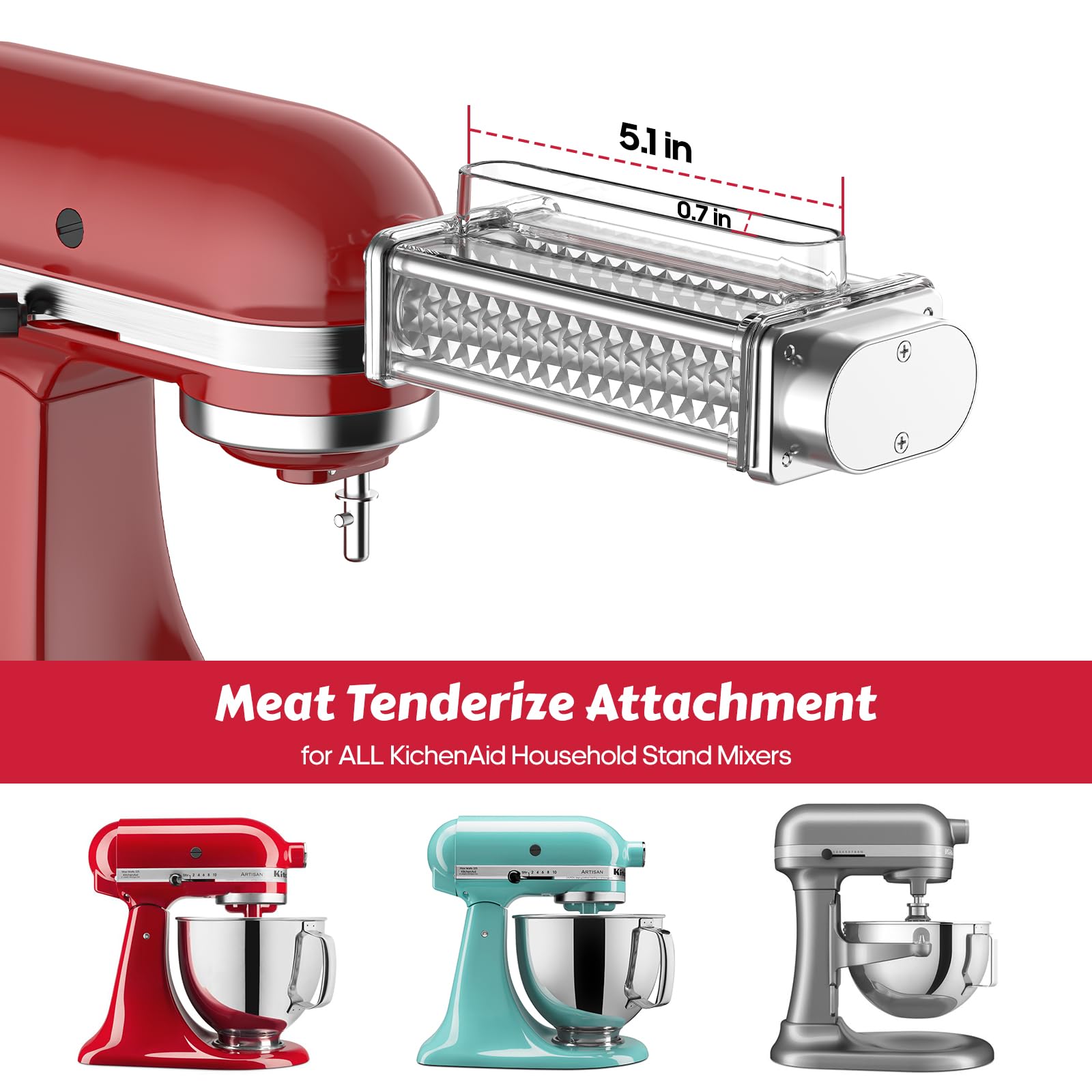 Clear cover and durable stainless steel gears on KitchenAid tenderizer
