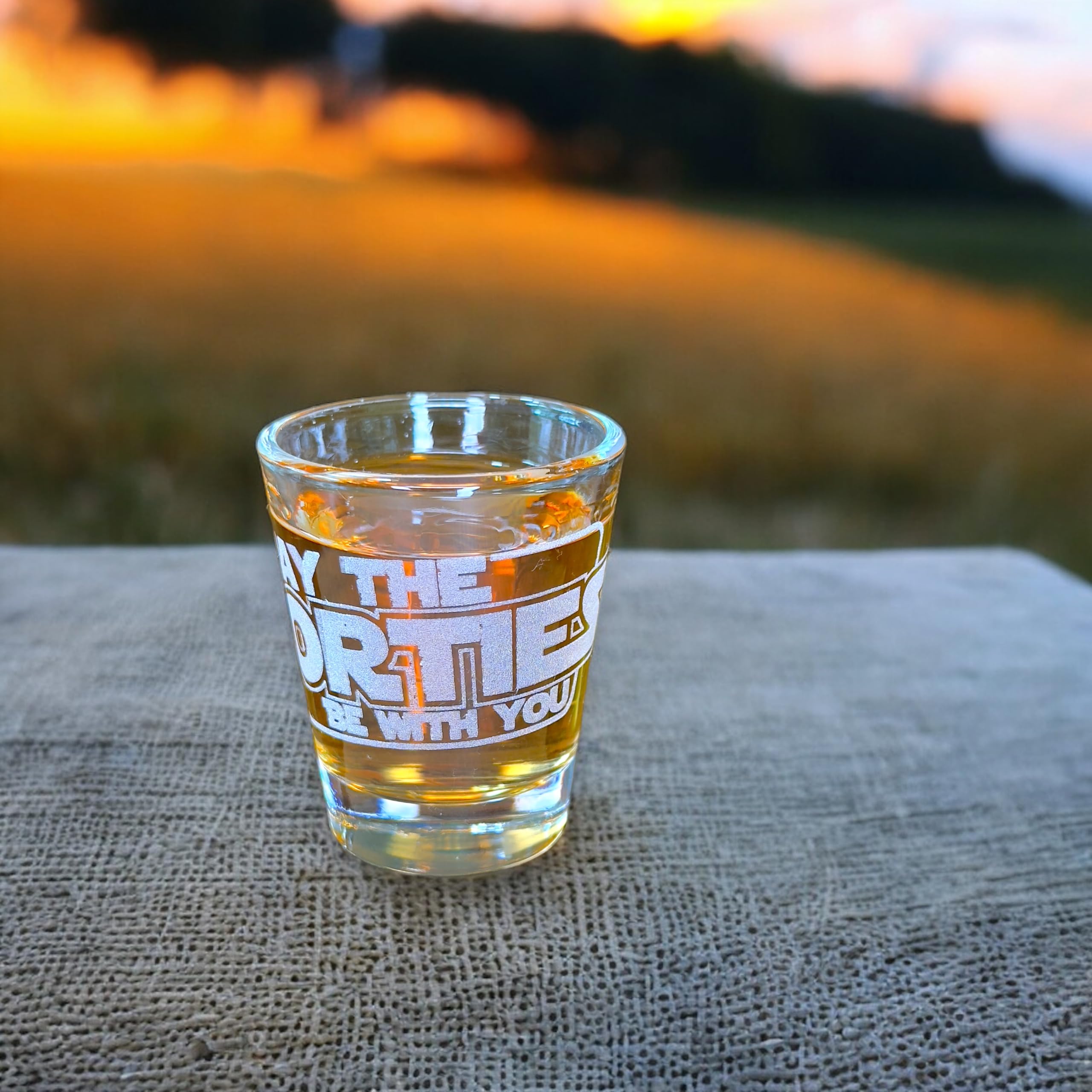 Approx 2oz capacity shot glass close view