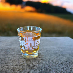 Approx 2oz capacity shot glass close view