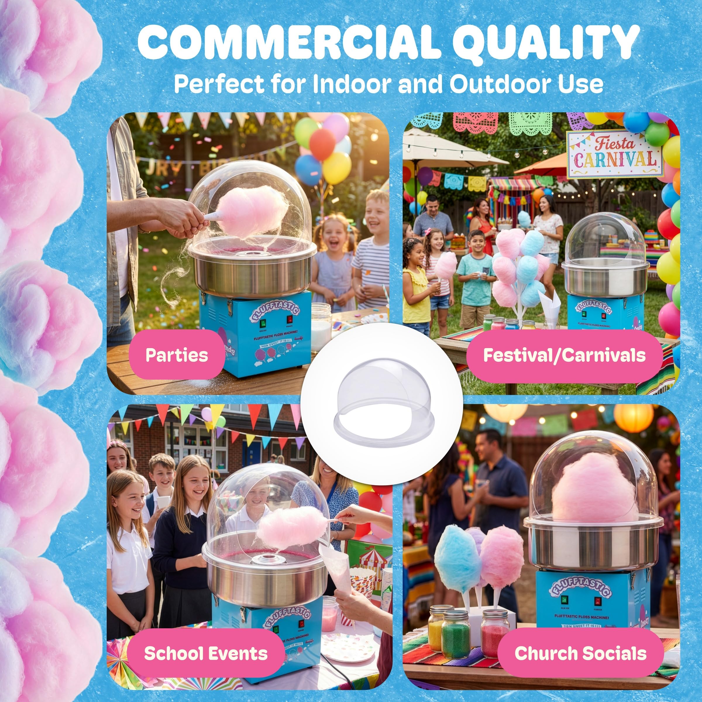 Clear dome cover for Great Northern Popcorn cotton candy machines